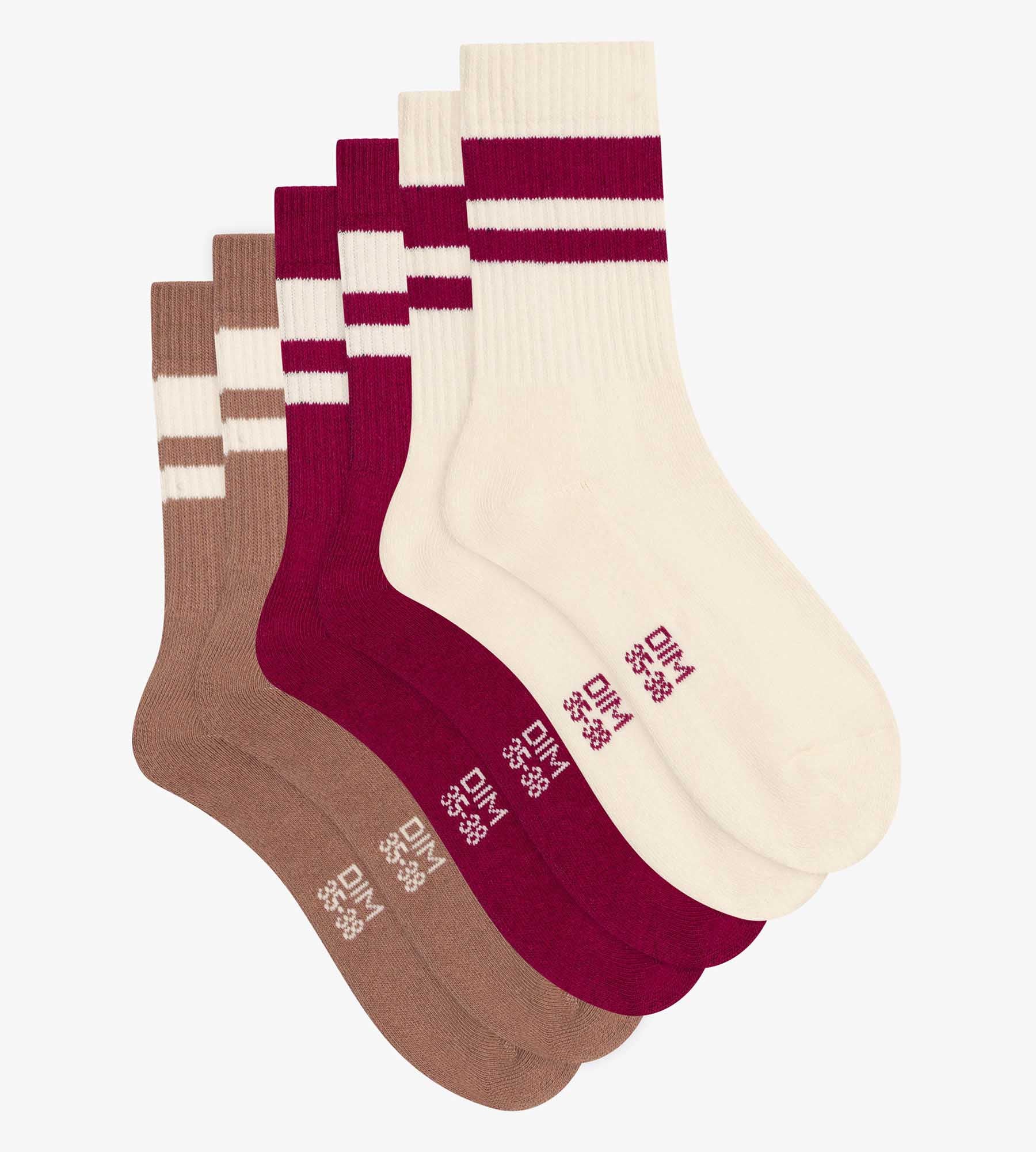 DIM 3er-Pack Socken aus Baumwolle Café – EcoDIM Sport