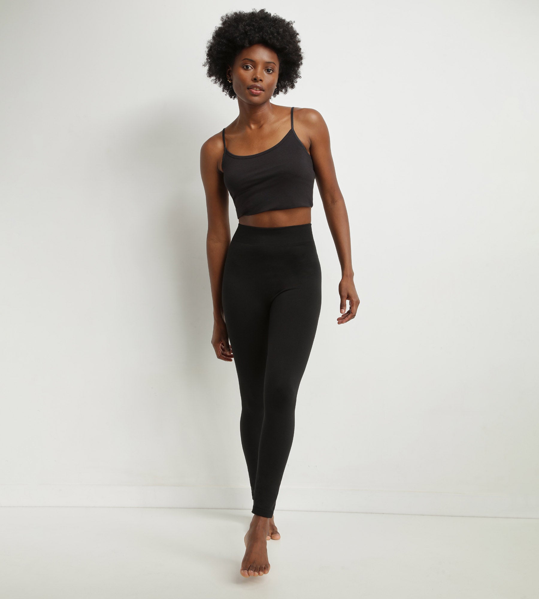 DIM Schwarze Thermo-Leggings für Damen mit Fleece-Innenseite Dim Relax & Go