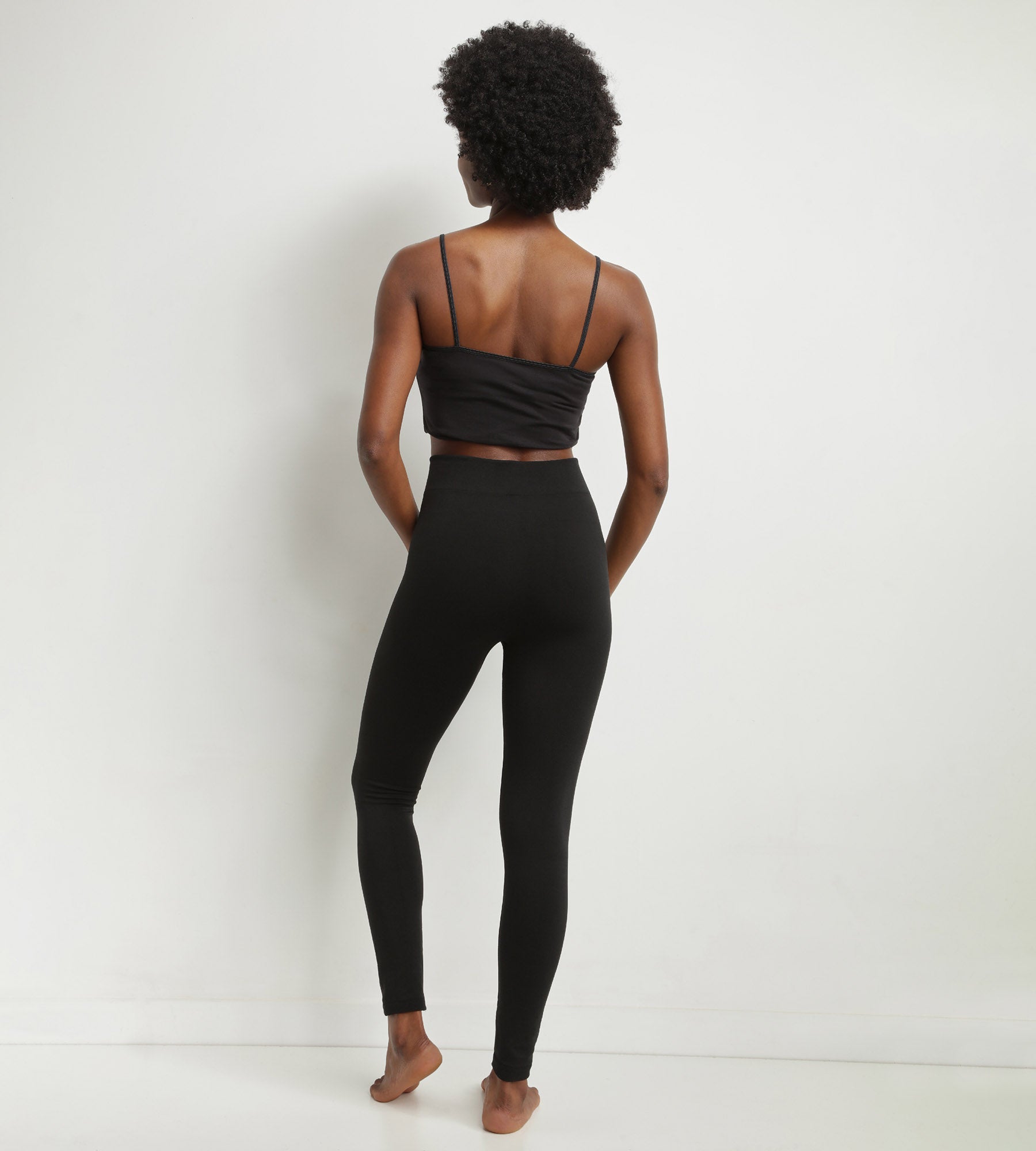 DIM Schwarze Thermo-Leggings für Damen mit Fleece-Innenseite Dim Relax & Go