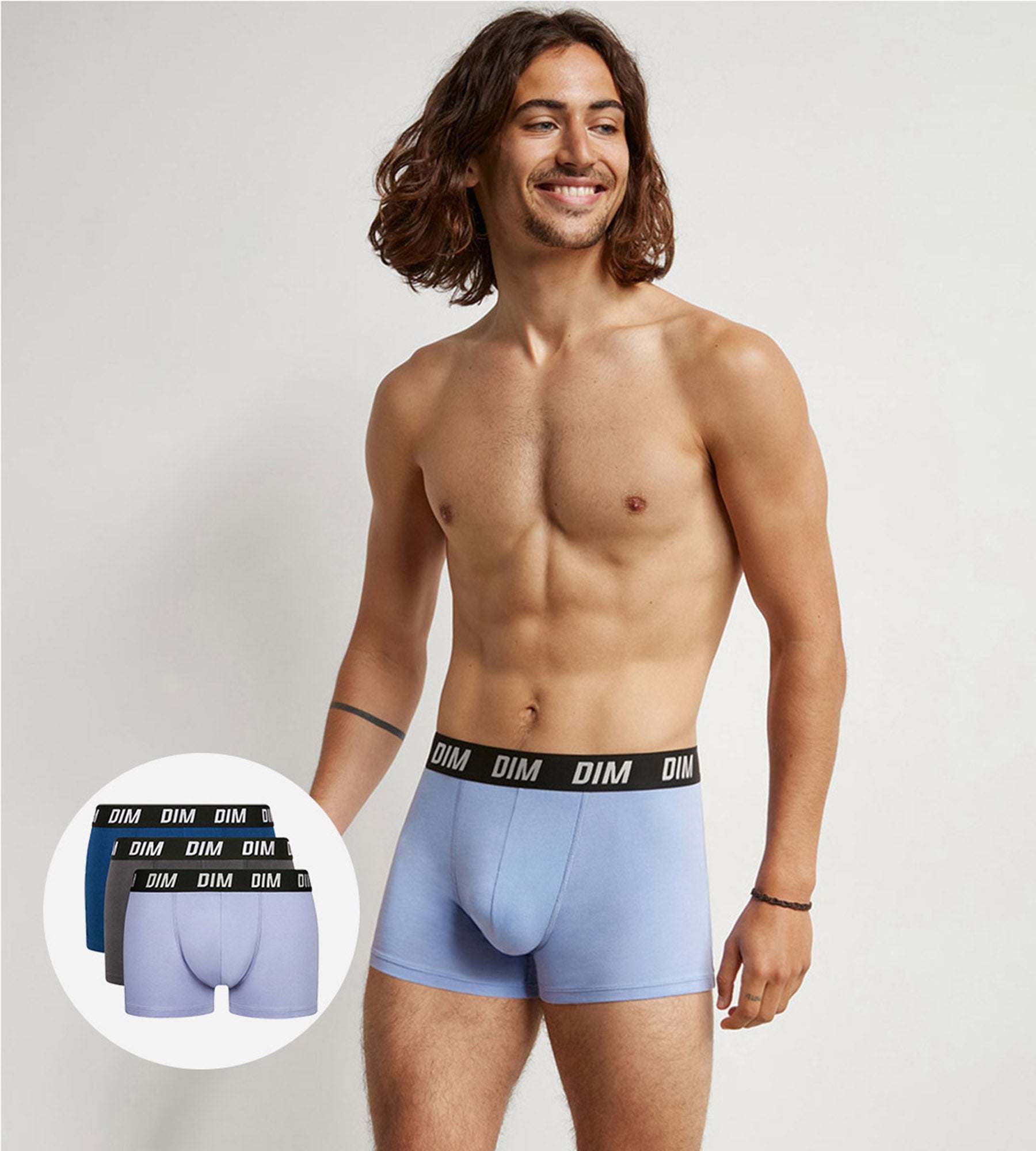DIM 3er-Pack blau/graue Boxershorts mit Wärmeregulierung - Regul'Activ