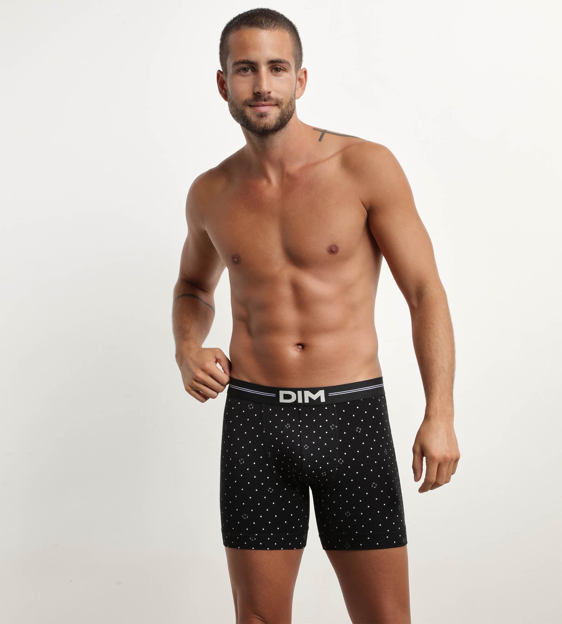 DIM Schwarze Boxershorts aus Mikrofaser mit Logo-Print - Icons Essentiel