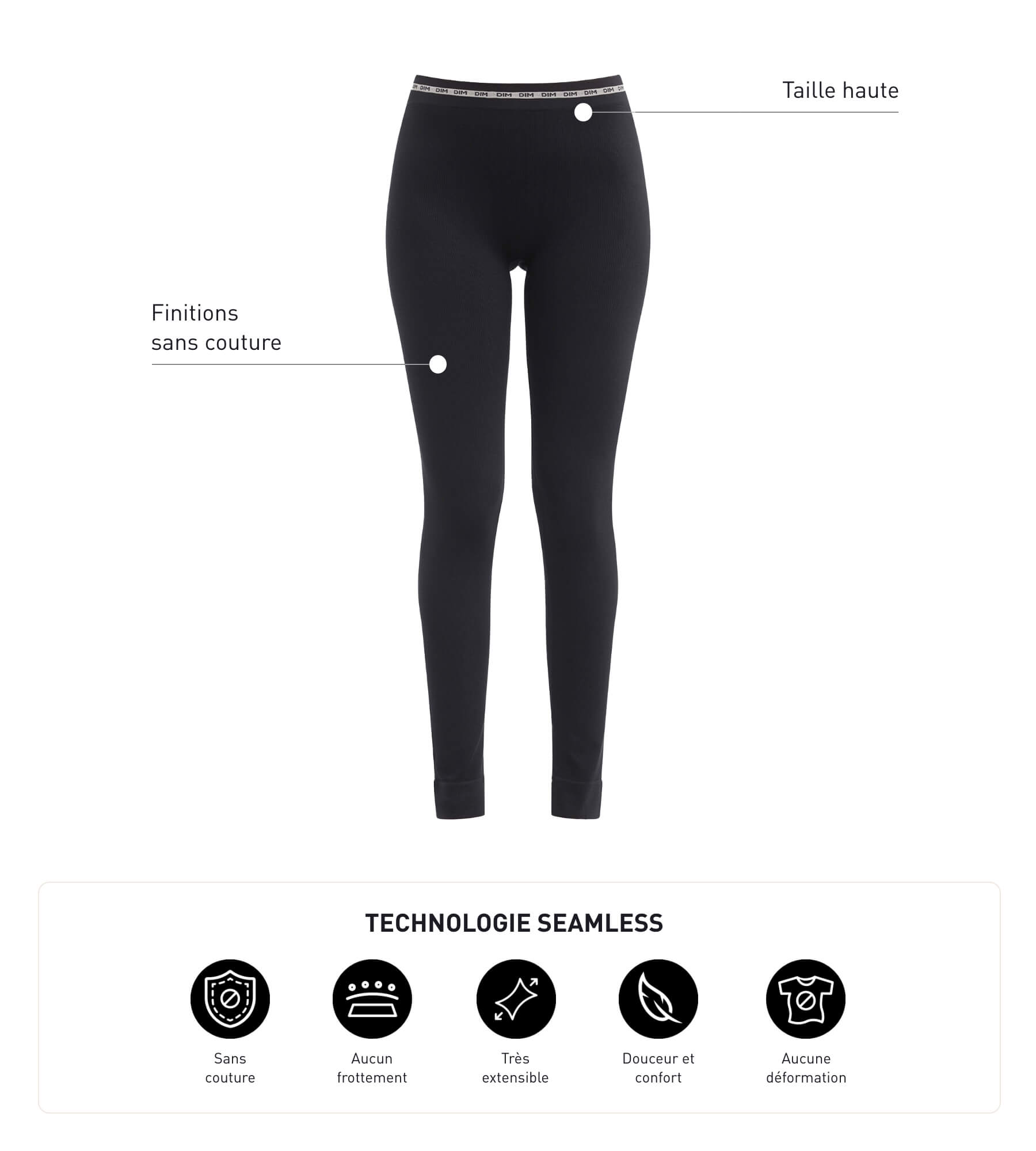 DIM Schwarze nahtlose Damenleggings aus weichem Rippstrick - Icons Seamless