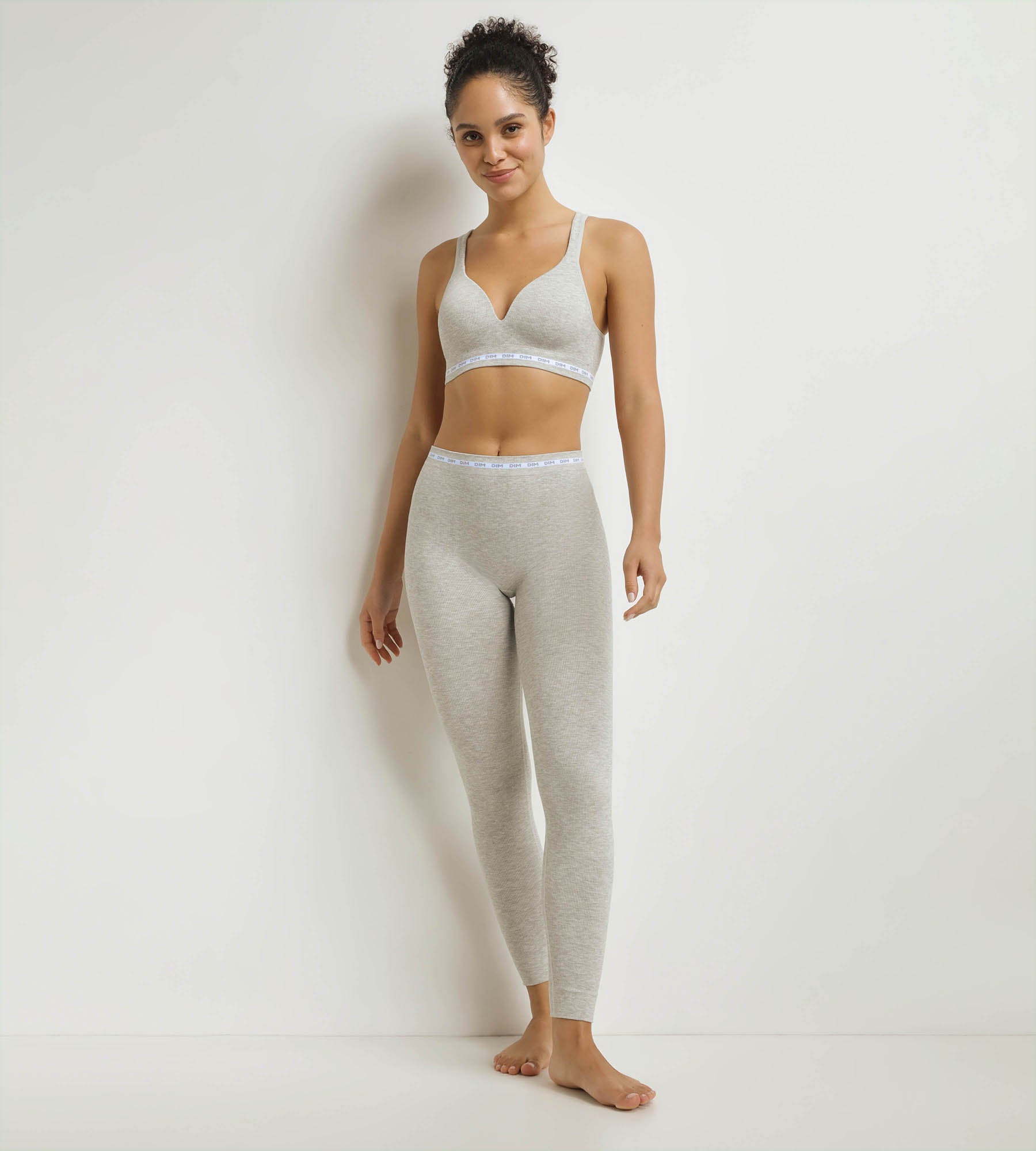 DIM Leggings für Frauen aus geripptem Stoff Grau meliert Dim Icons