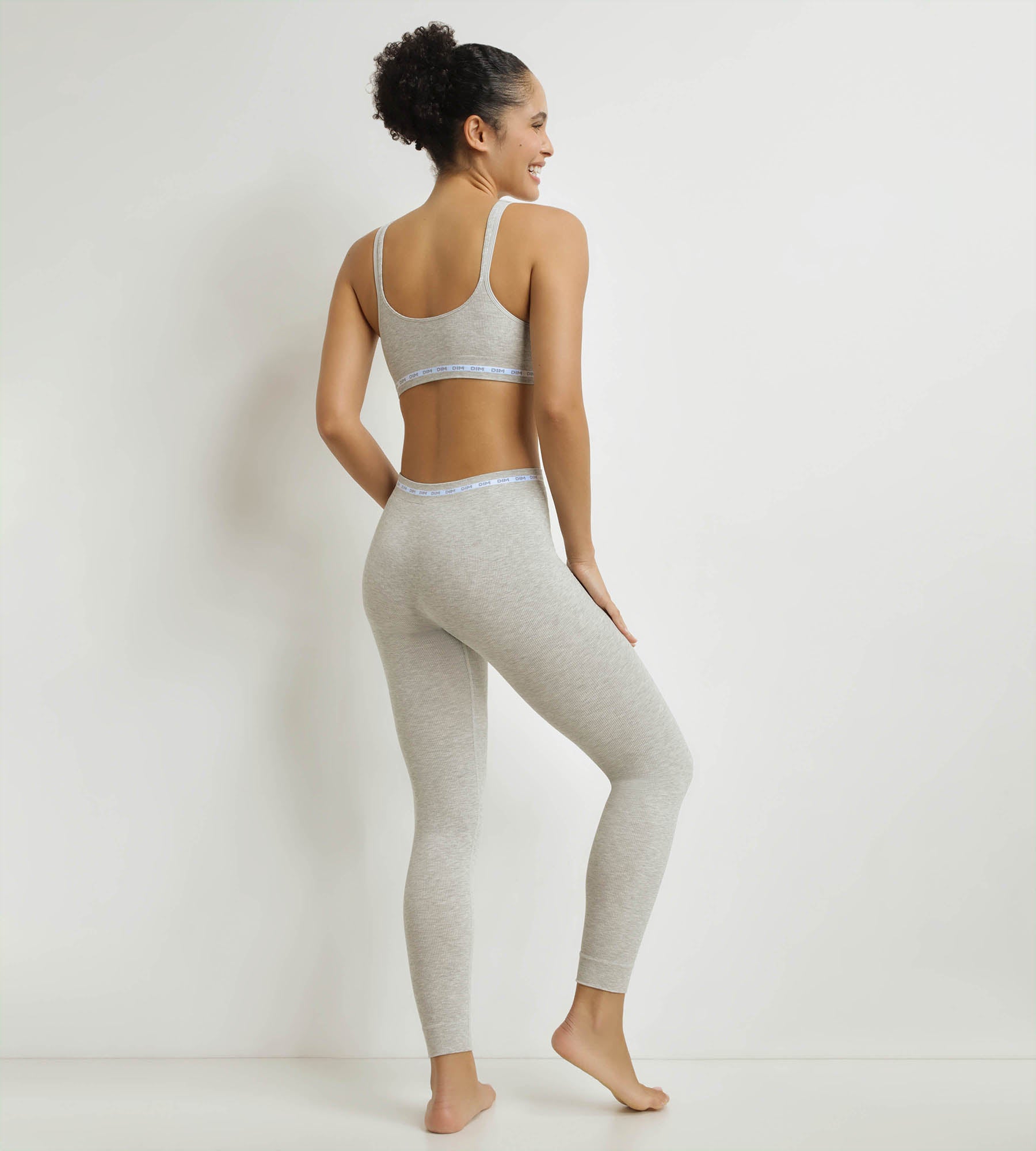 DIM Leggings für Frauen aus geripptem Stoff Grau meliert Dim Icons
