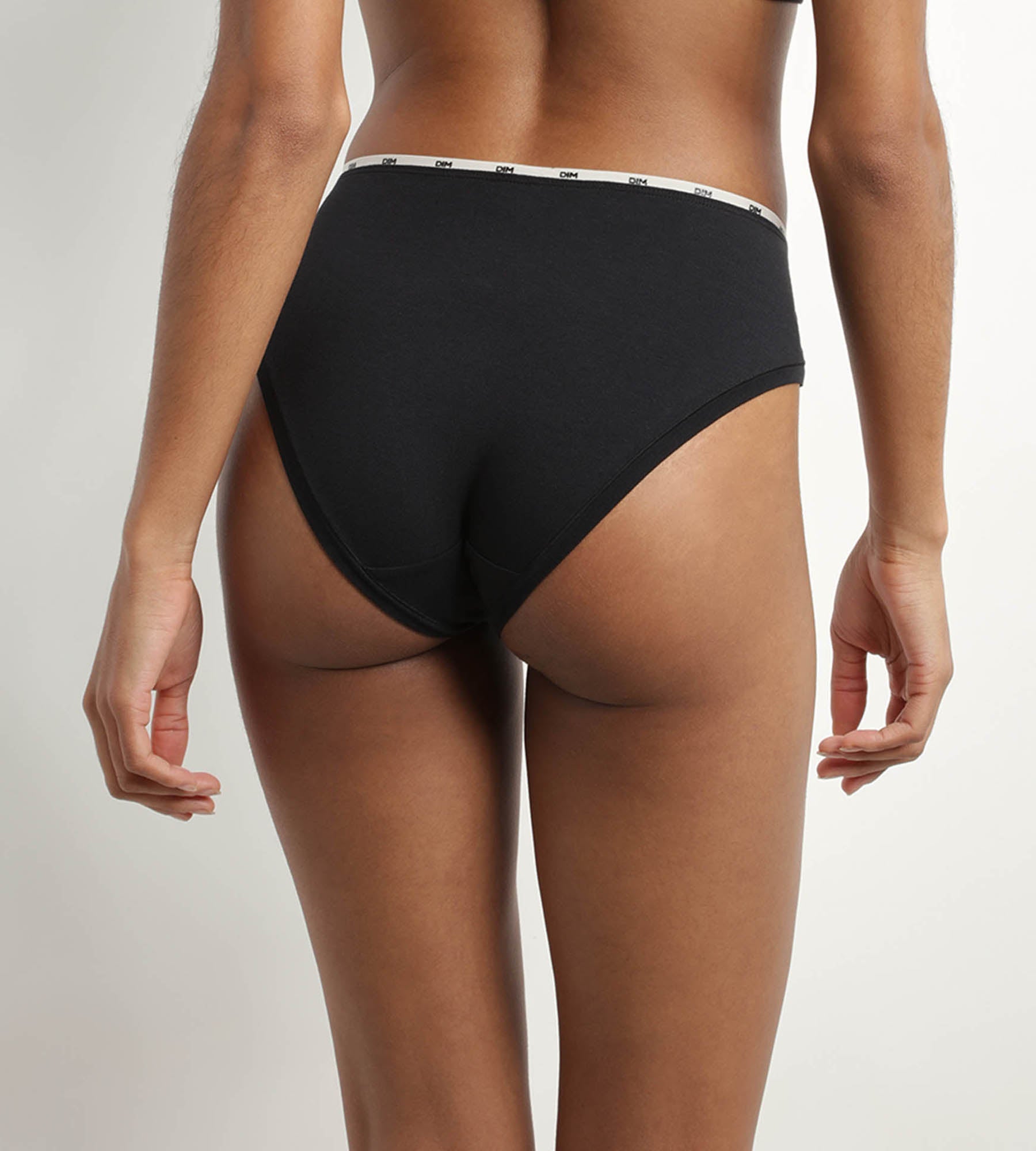 DIM Schwarzer Slip aus Stretch-Baumwolle mit Zierbündchen - Icons Essentiel