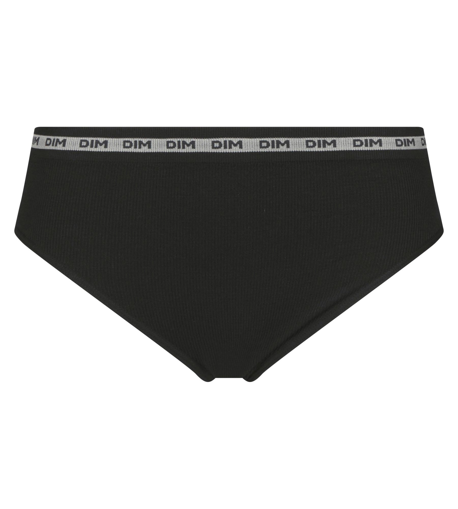DIM Schwarzer Slip aus gerippter Mikrofaser - Icons Seamless