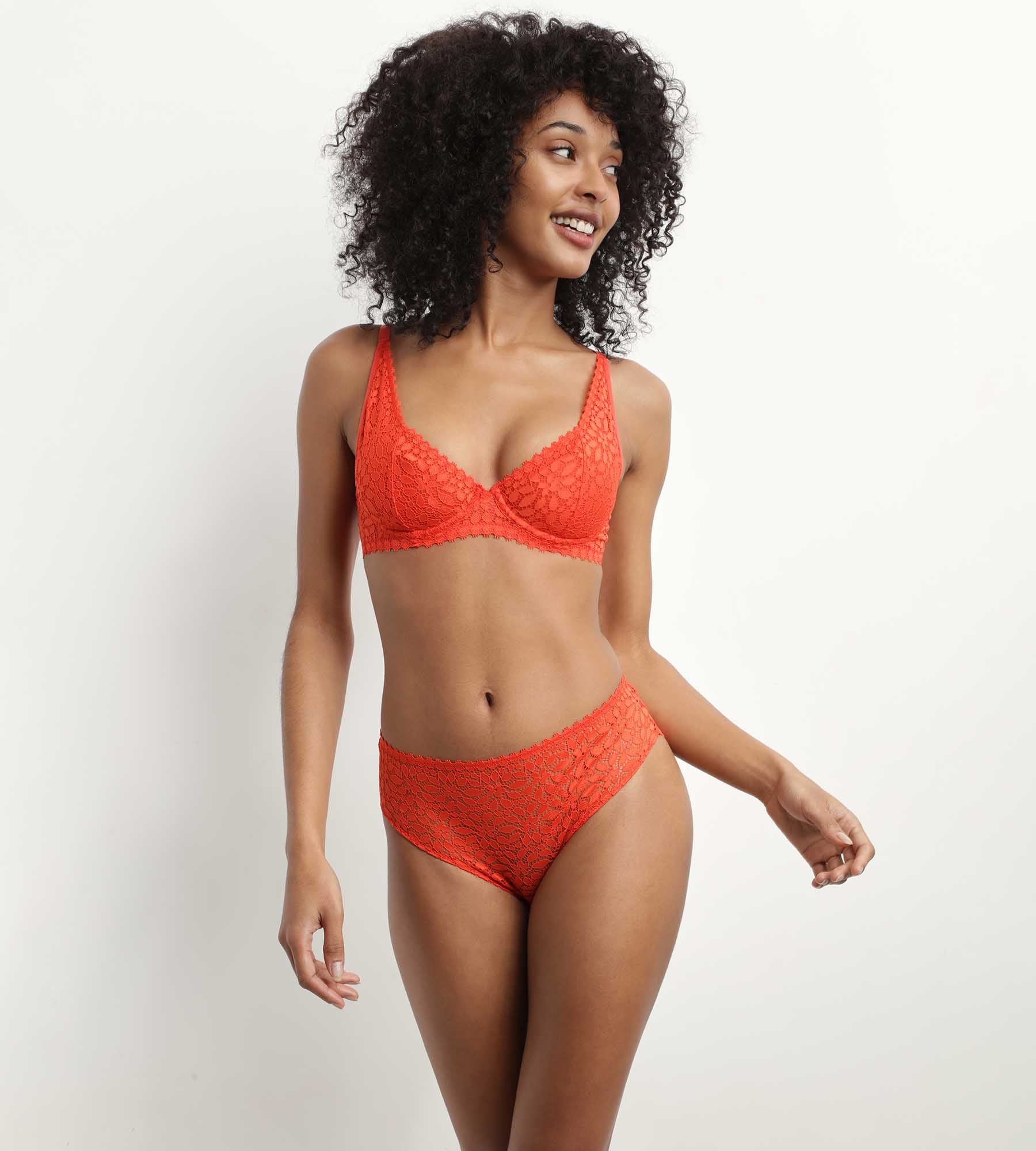 DIM Orangener Bügel-BH aus floraler Spitze - Daily Dentelle