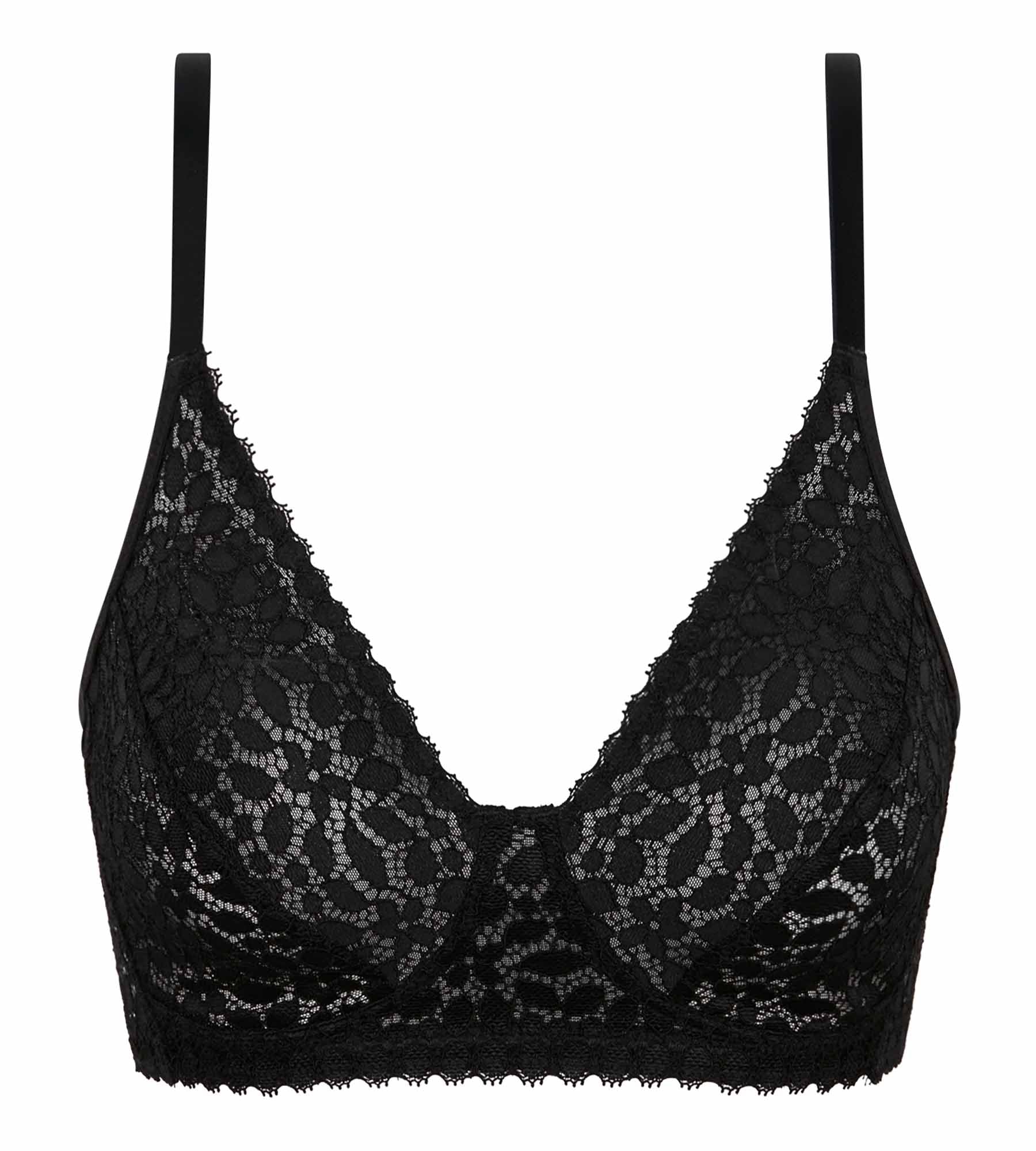 DIM Schwarzer BH ohne Bügel aus floraler Spitze - Daily Dentelle