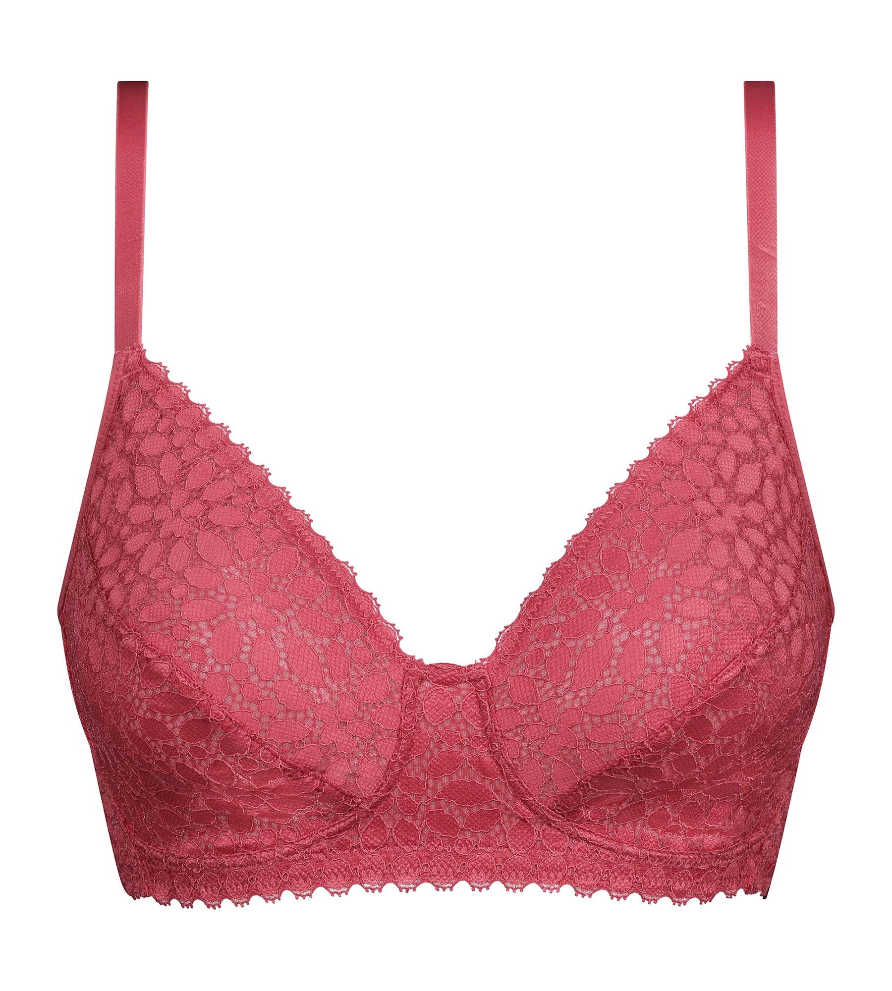 DIM Rosa Triangel-BH aus floraler Spitze ohne Bügel – Dim Daily