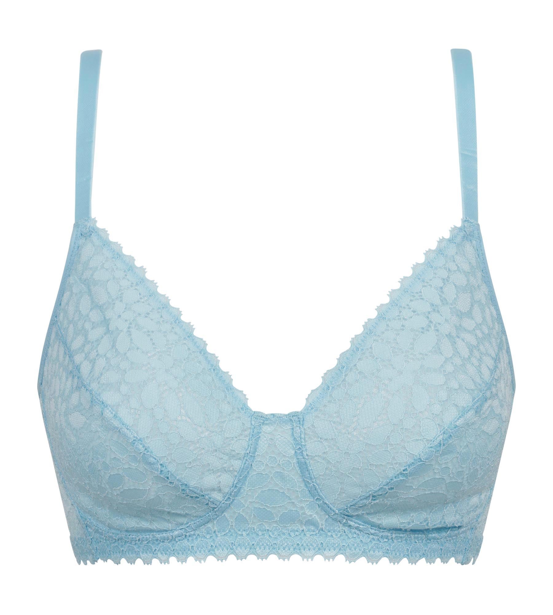 DIM Blauer Triangel-BH aus floraler Spitze ohne Bügel – Dim Daily