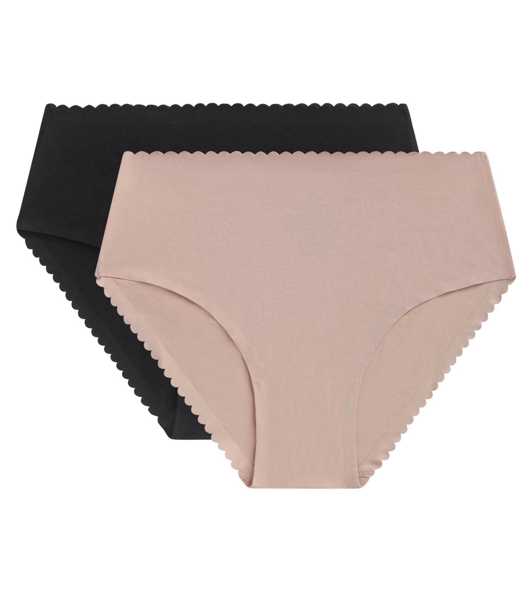 DIM 2er-Pack Taillen-Slips aus Stretch-Baumwolle schwarz/nude - Body Touch Easy