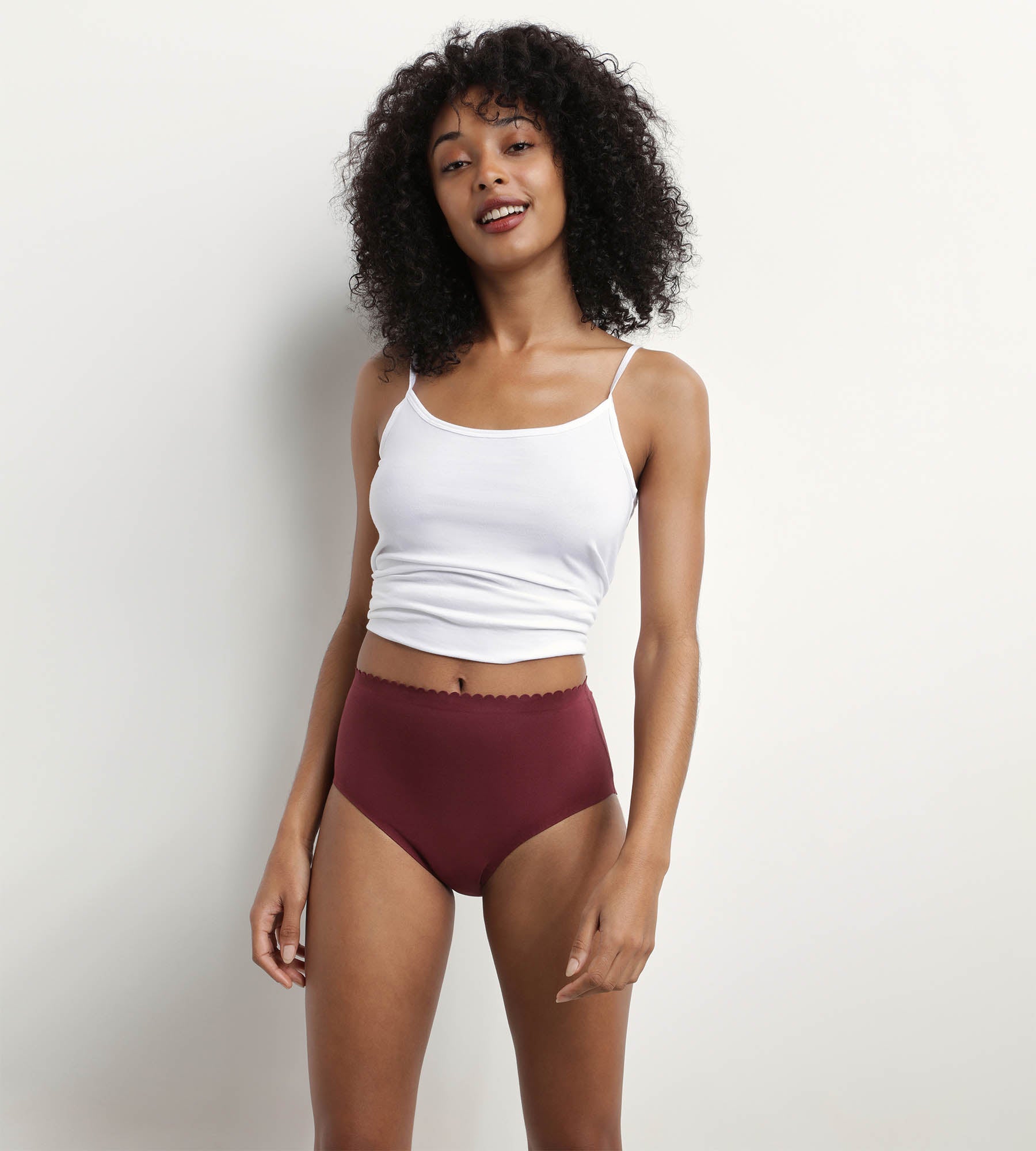 DIM 2er-Pack Taillen-Slips aus Stretch-Baumwolle rosa/rubinrot - Body Touch Easy