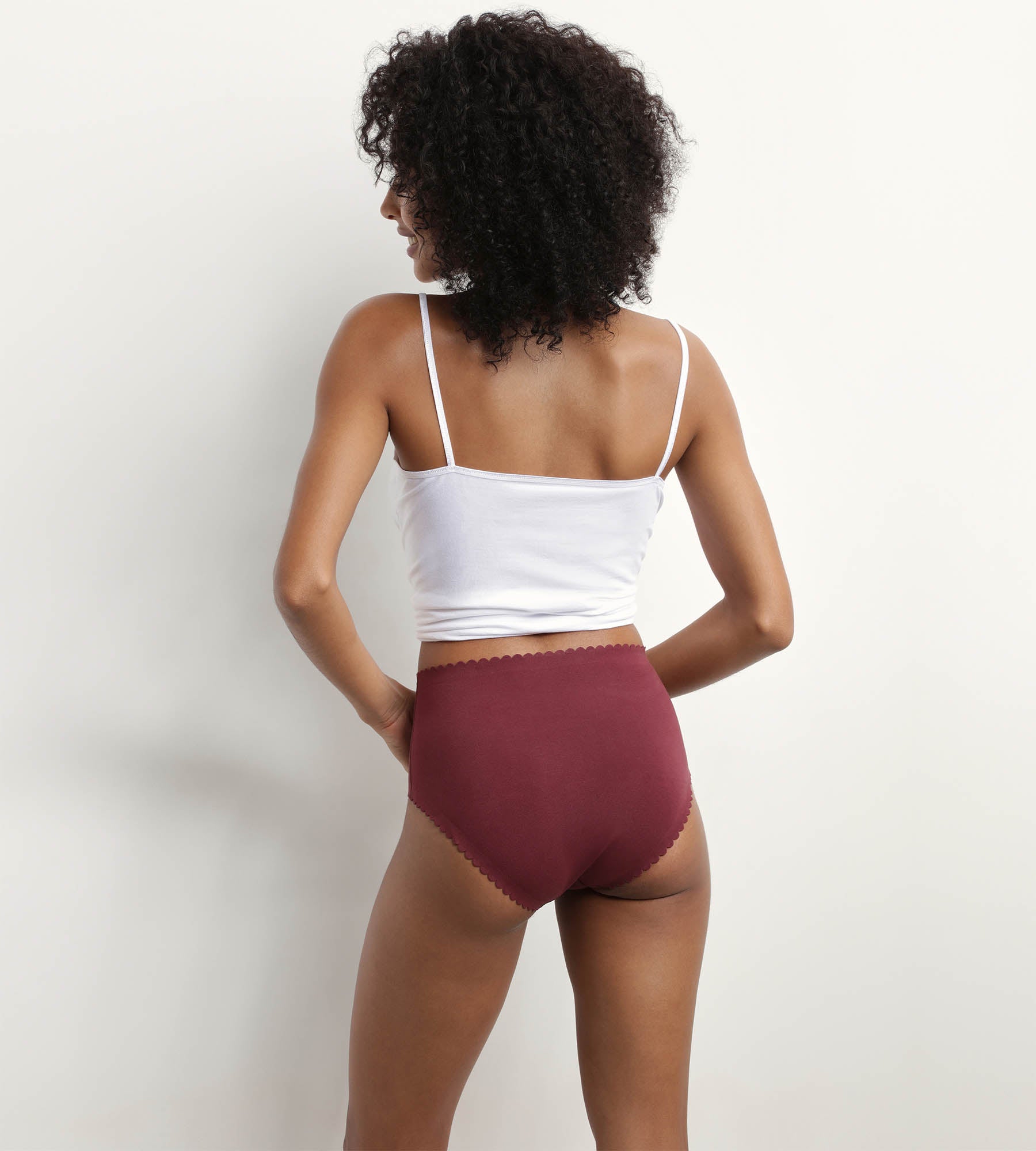 DIM 2er-Pack Taillen-Slips aus Stretch-Baumwolle rosa/rubinrot - Body Touch Easy