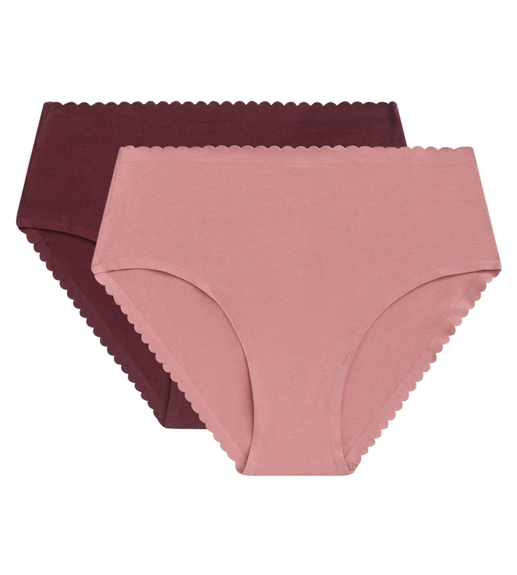 DIM 2er-Pack Taillen-Slips aus Stretch-Baumwolle rosa/rubinrot - Body Touch Easy