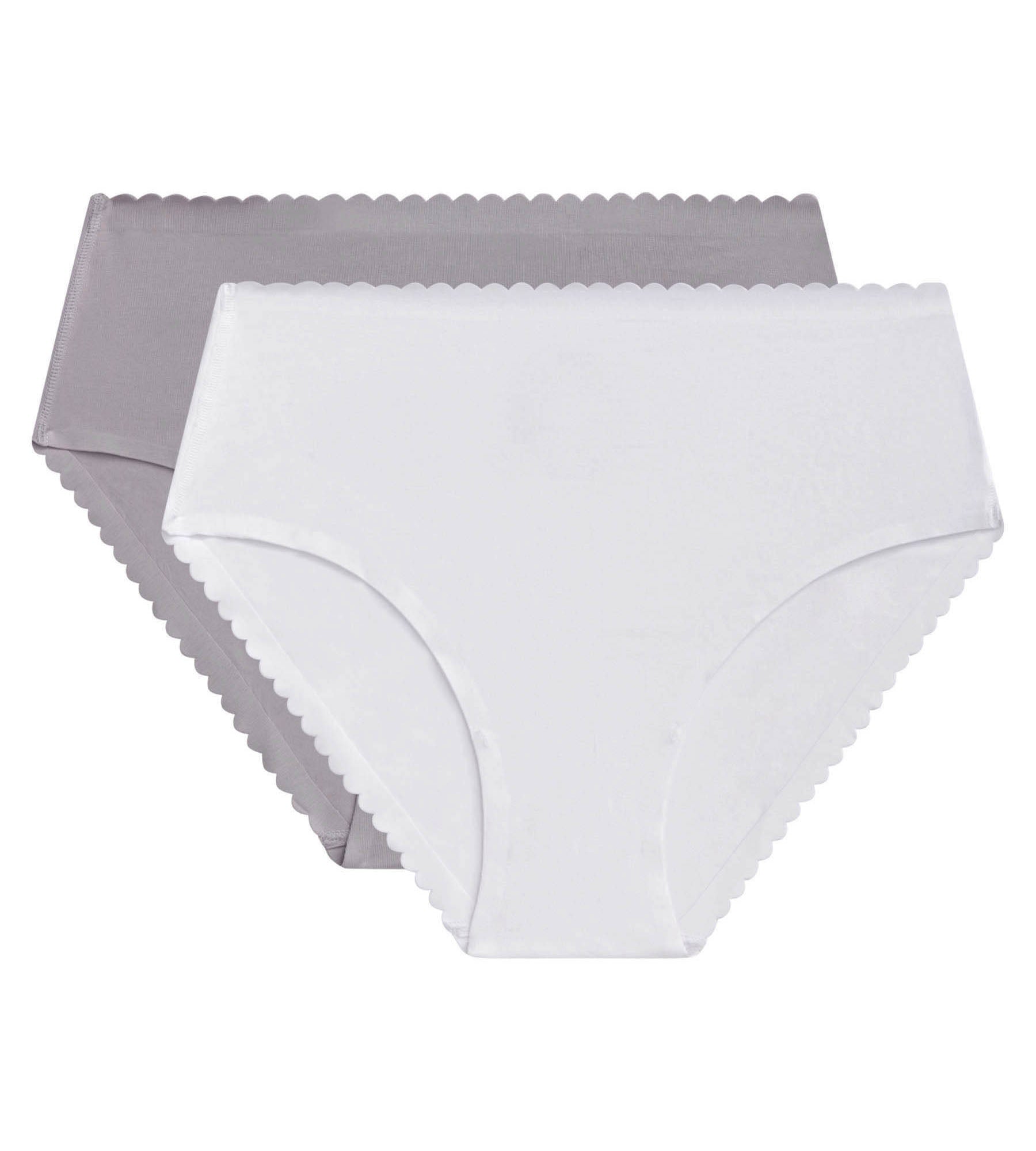 DIM 2er-Pack Taillen-Slips aus Stretch-Baumwolle weiß/grau - Body Touch Easy