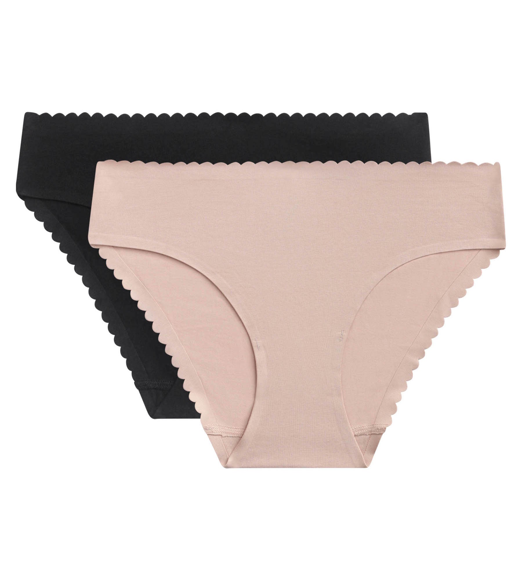 DIM 2er-Pack Slips aus Stretch-Baumwolle schwarz/nude - Body Touch Easy