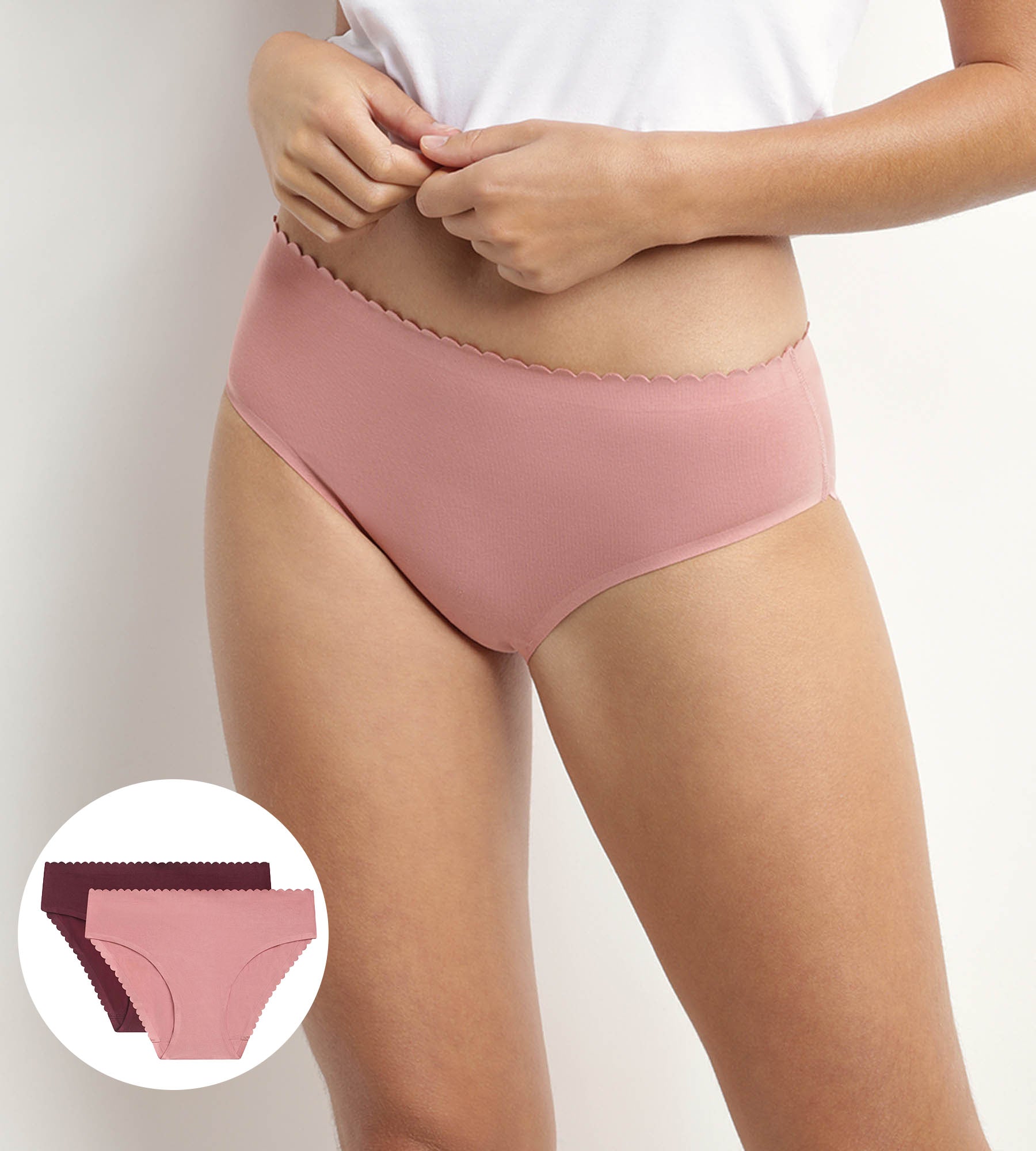 DIM 2er-Pack Slips aus Stretch-Baumwolle rosa/rubinrot - Body Touch Easy