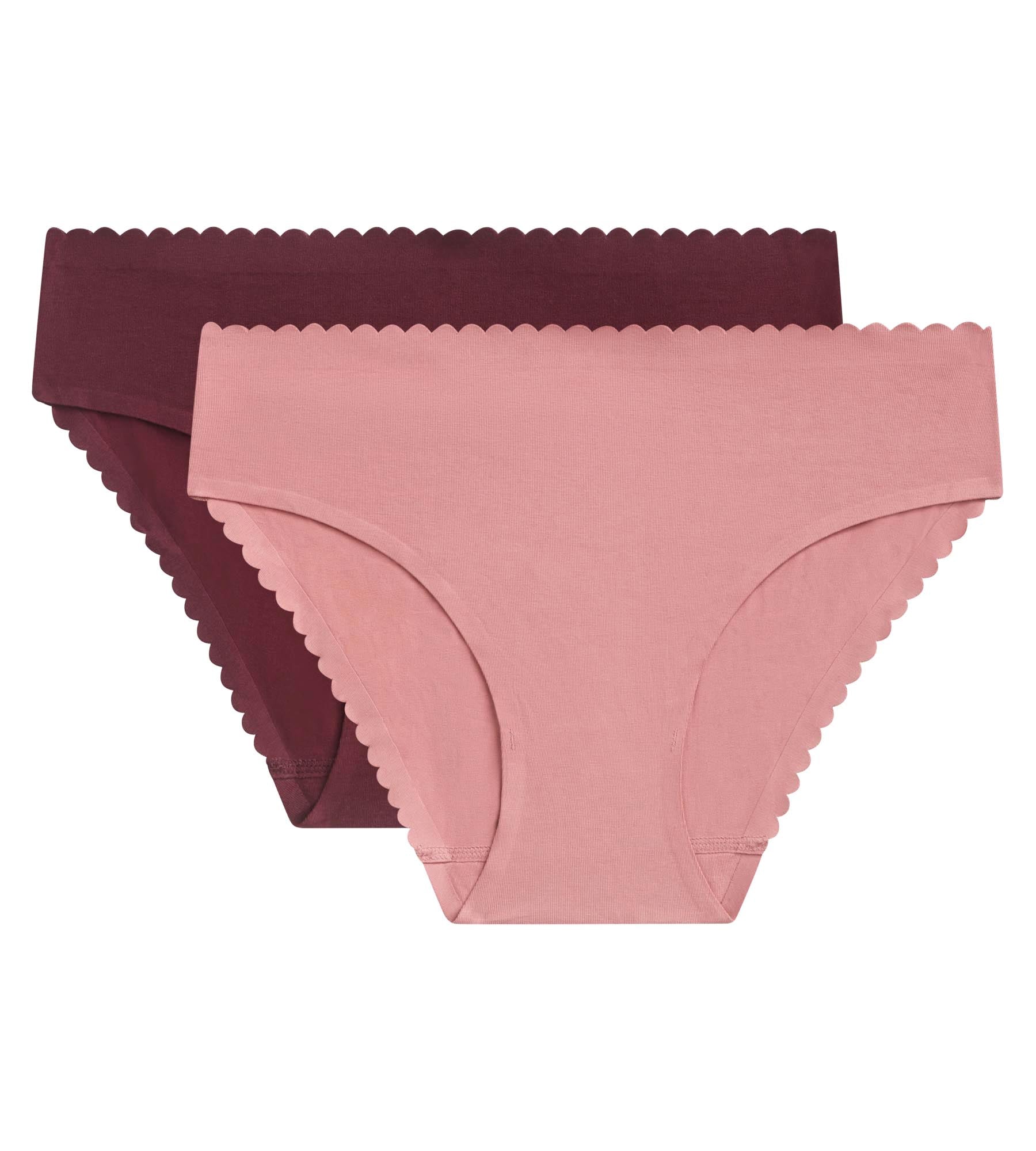 DIM 2er-Pack Slips aus Stretch-Baumwolle rosa/rubinrot - Body Touch Easy