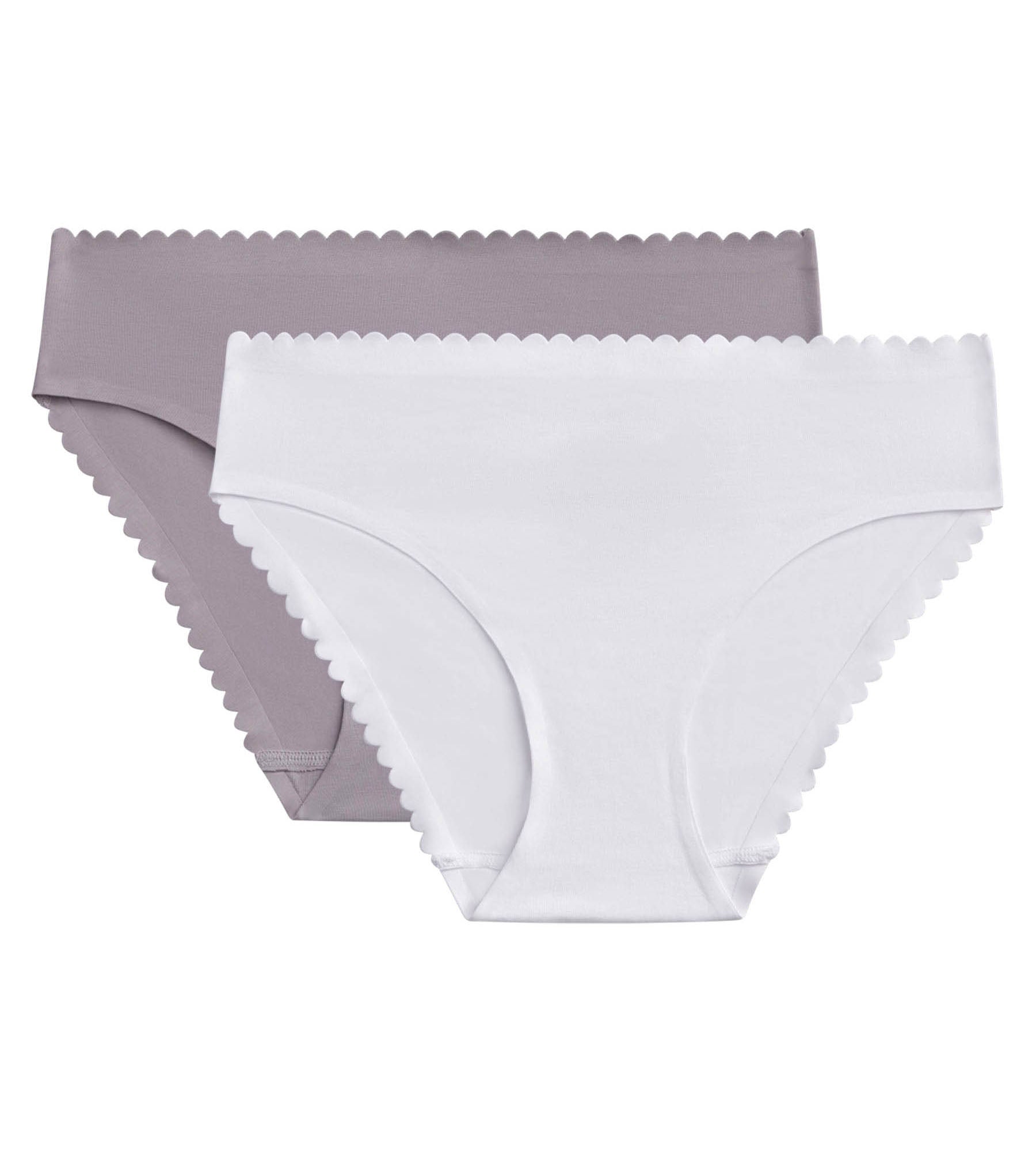 DIM 2er-Pack Slips aus Stretch-Baumwolle weiß/grau - Body Touch Easy