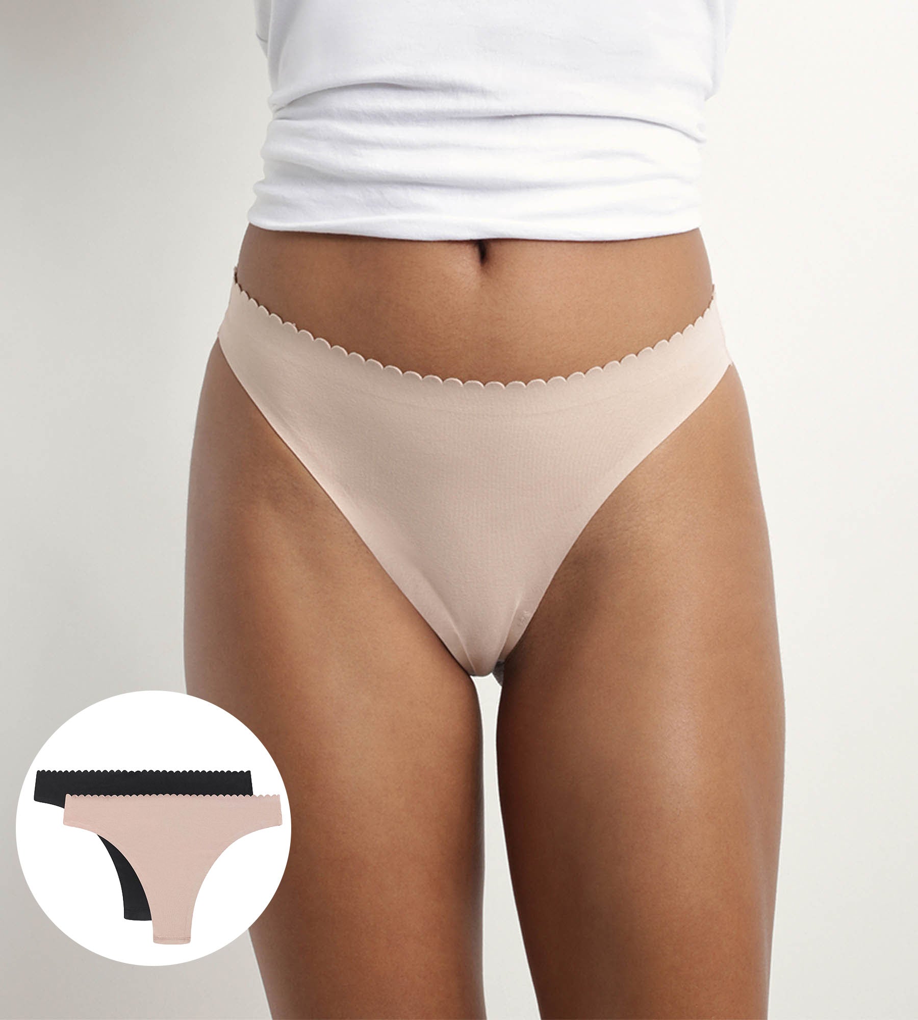 DIM 2er-Pack Tangas aus Mikrofaser schwarz/nude - Body Touch Easy