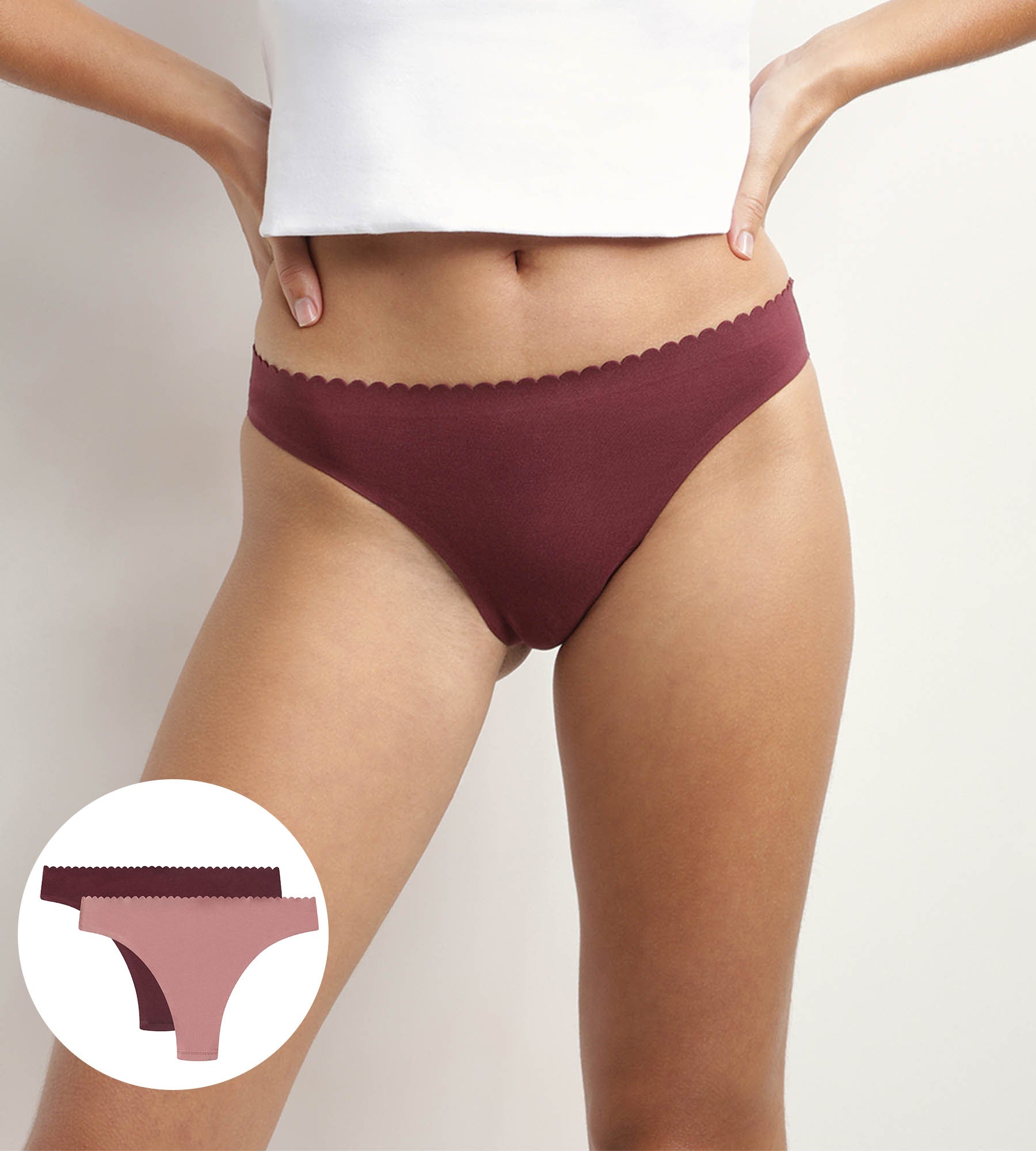 DIM 2er-Pack Tangas aus Mikrofaser rosa/rubinrot - Body Touch Easy