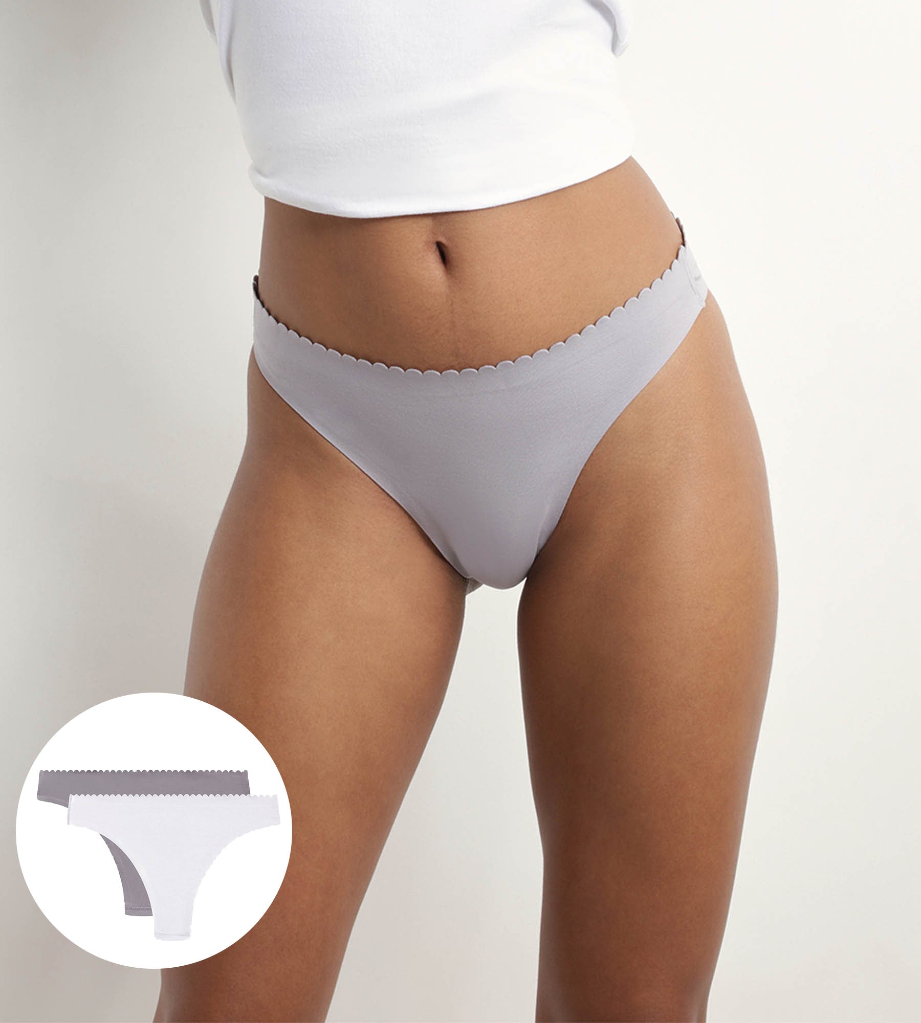 DIM 2er-Pack Tangas aus Mikrofaser grau/weiß - Body Touch Easy