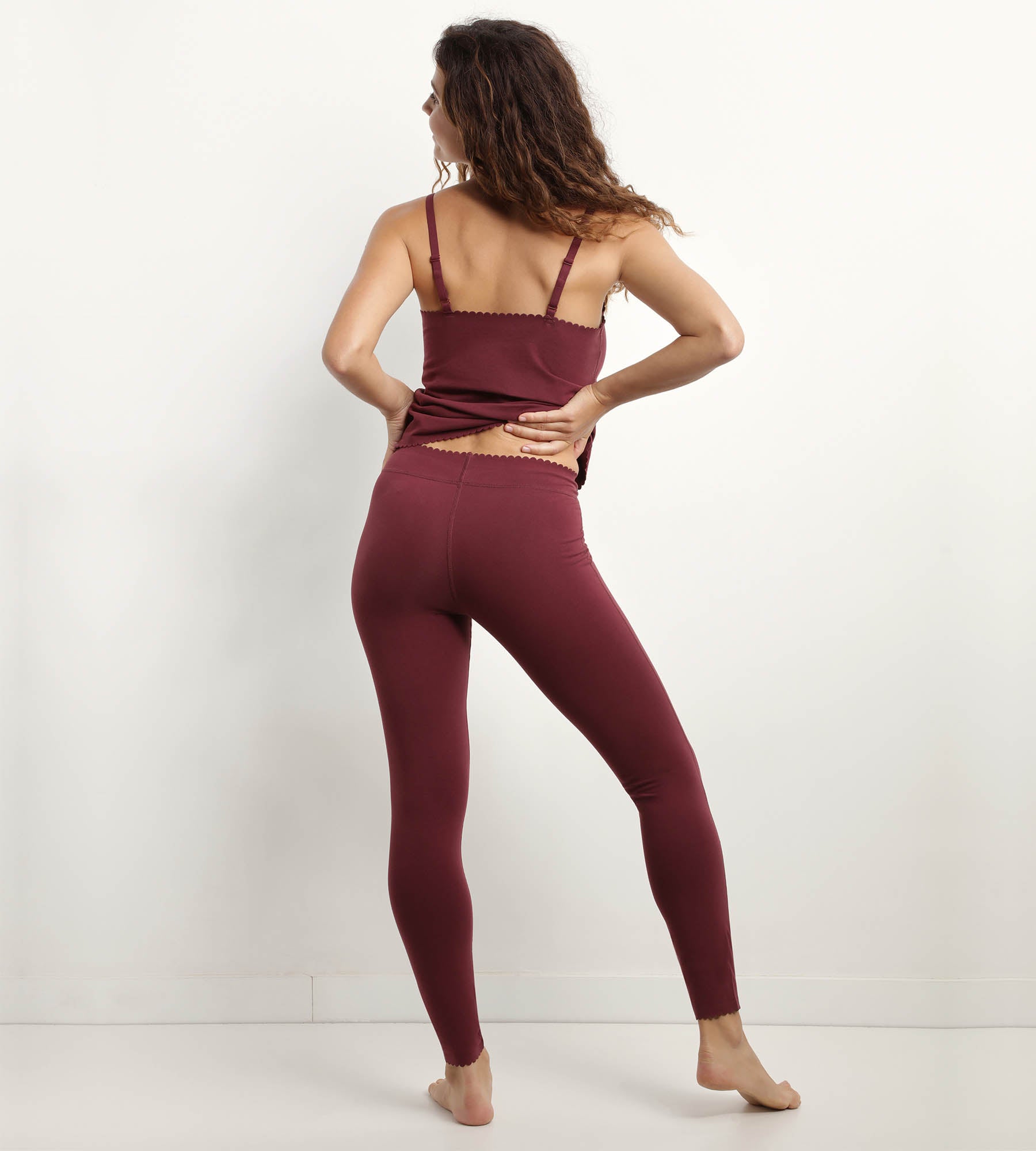 DIM Rubinrote blickdichte Damen-Leggings aus Stretch-Baumwolle - Body Touch Easy