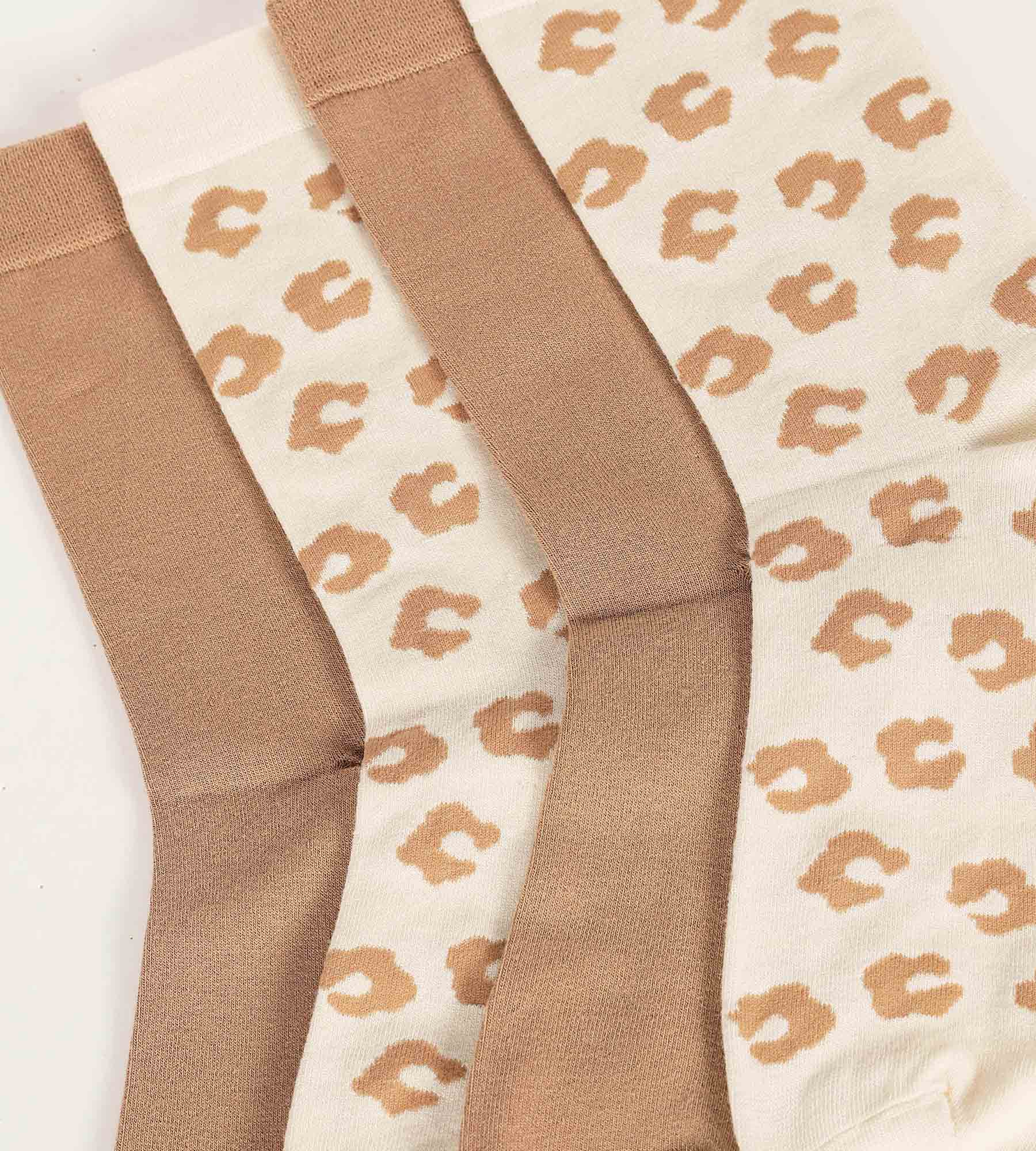 DIM Packung mit 2 Paar geblümten Damensocken Cream Dim Bambou