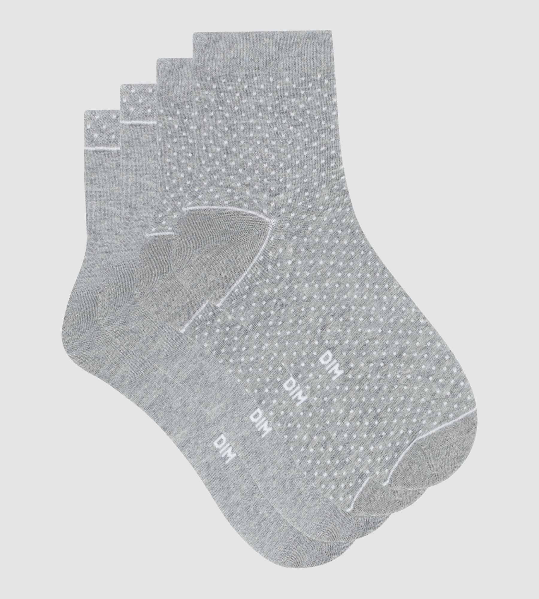 DIM 2er-Pack hellgraue gepunktete Damensocken aus Bio-Baumwolle - DIM Good