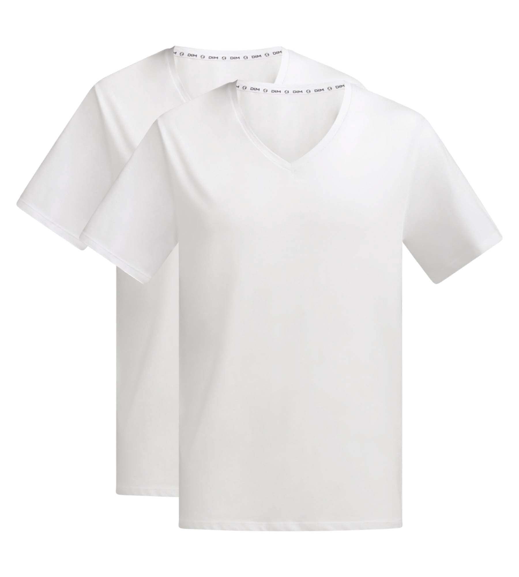 DIM 2er-Pack T-Shirts für Herren, weiß, aus Bio-Baumwolle, V-Ausschnitt, Dim Good