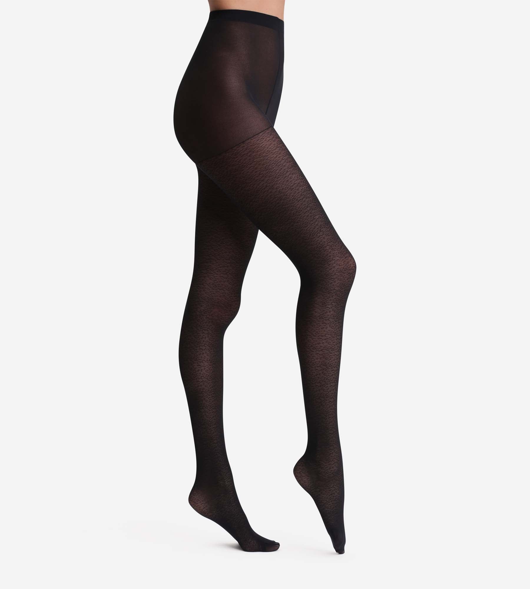 DIM Schwarze Strumpfhose mit Leopardenmuster Dim Style