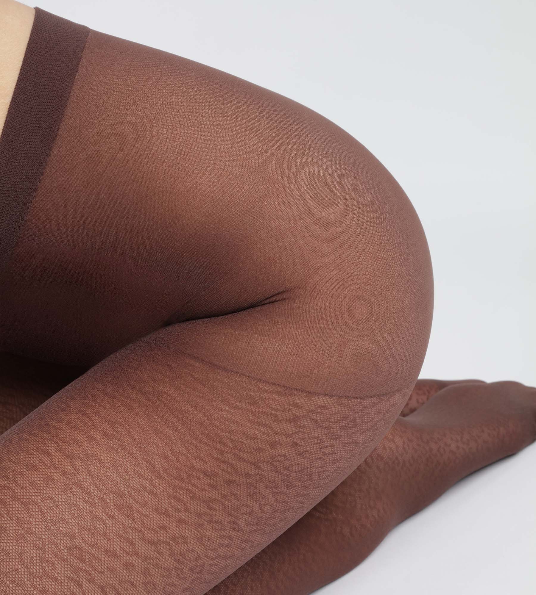DIM Braune semi-transparente Strumpfhose mit Leopardenmuster - DIM Style
