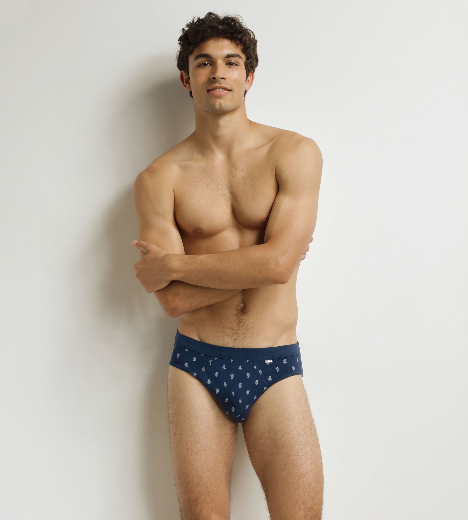 DIM Herren-Slip Schwarz mit Tropfenmuster Classic Cotton