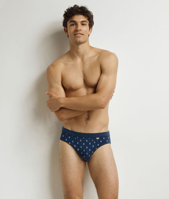 DIM Herren-Slip Schwarz mit Tropfenmuster Classic Cotton