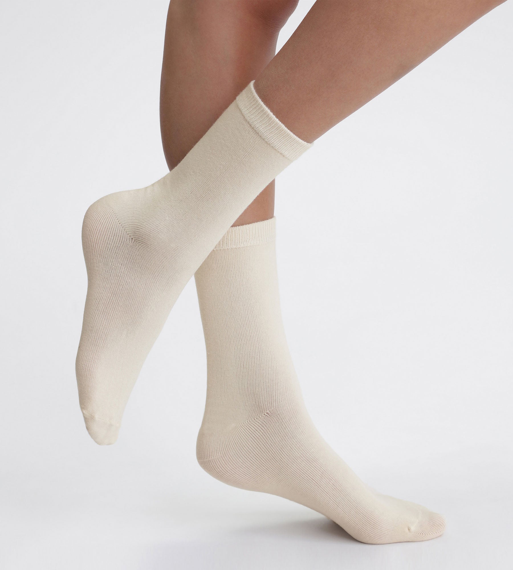 DIM 2-Paar-Set Damen-Socken Creme Thermo Fleece