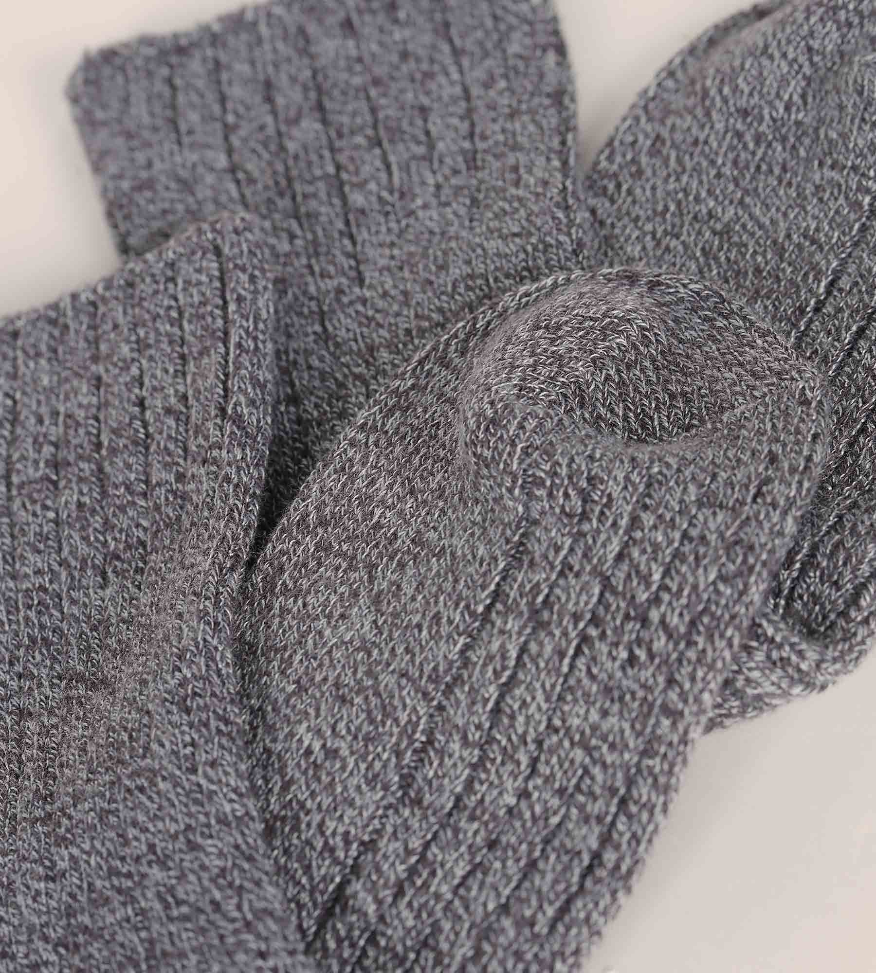 DIM Einfarbige Damensocken aus Rippstrick in Heather Grey Dim Bamboo