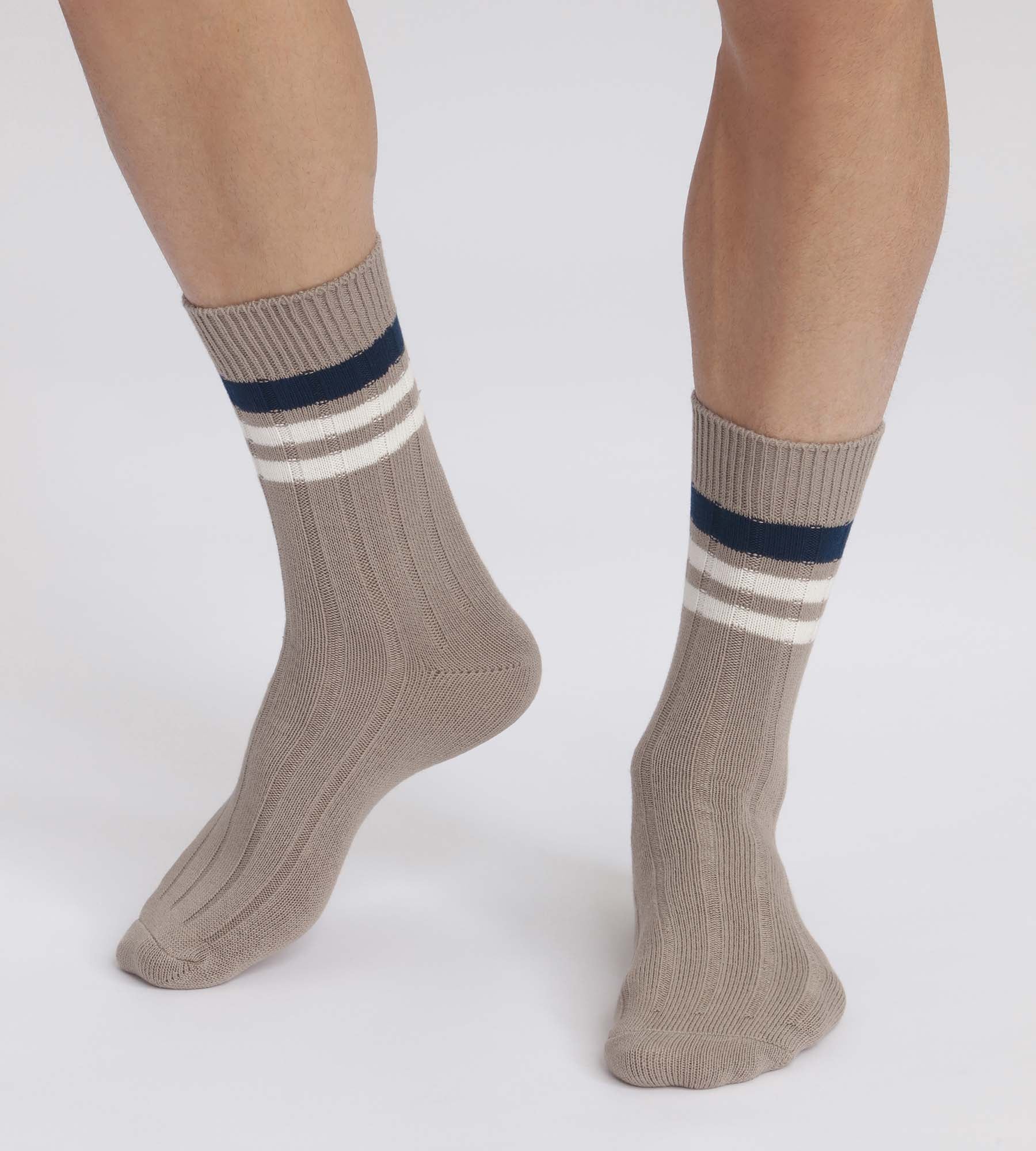 DIM Gestreifte Rippstricksocken für Herren Grey Dim Bamboo