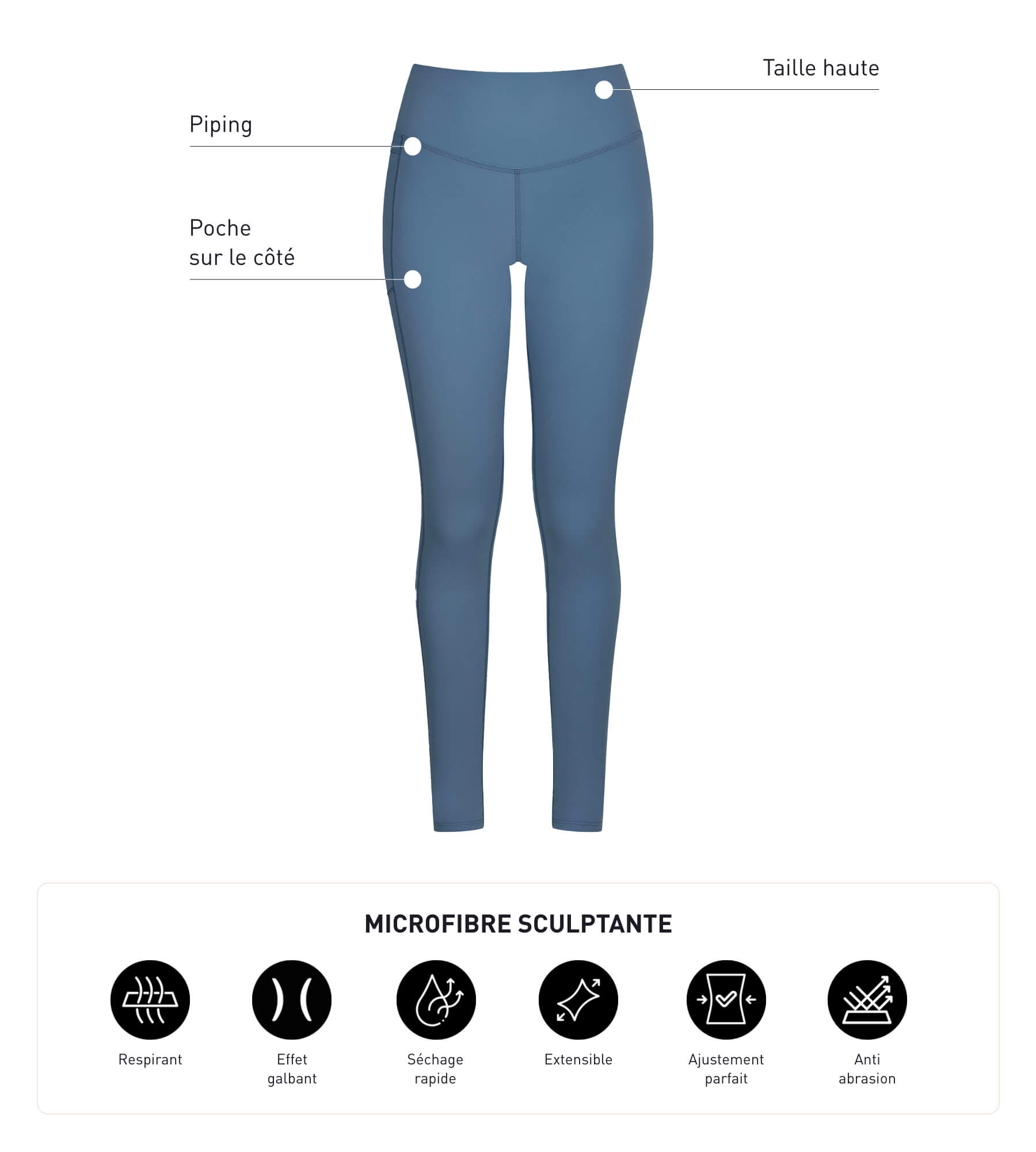 DIM Damen-Sport-Leggings aus formender Mikrofaser Blue Jean Dim Move