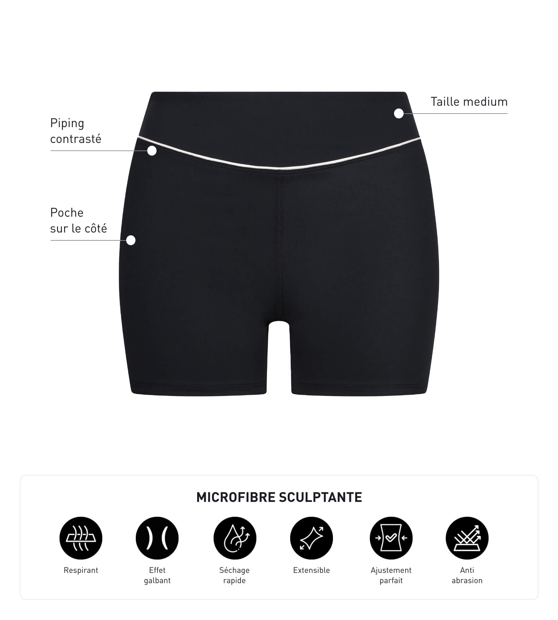 DIM Sportshorts für Damen aus schwarzer formender Mikrofaser Dim Move