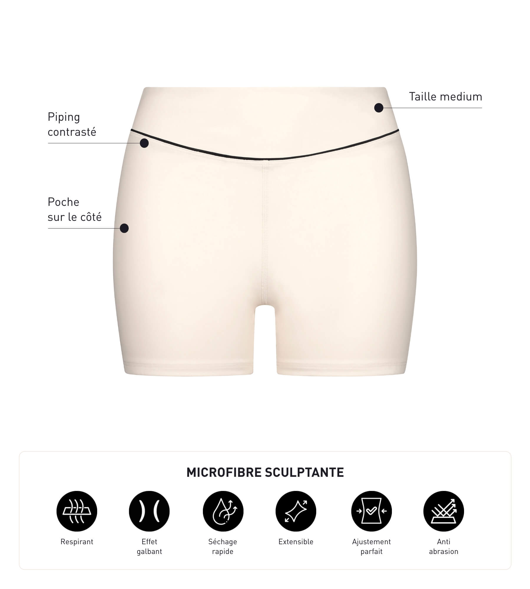 DIM Sportshorts für Damen aus formender Mikrofaser in Ecru Dim Move