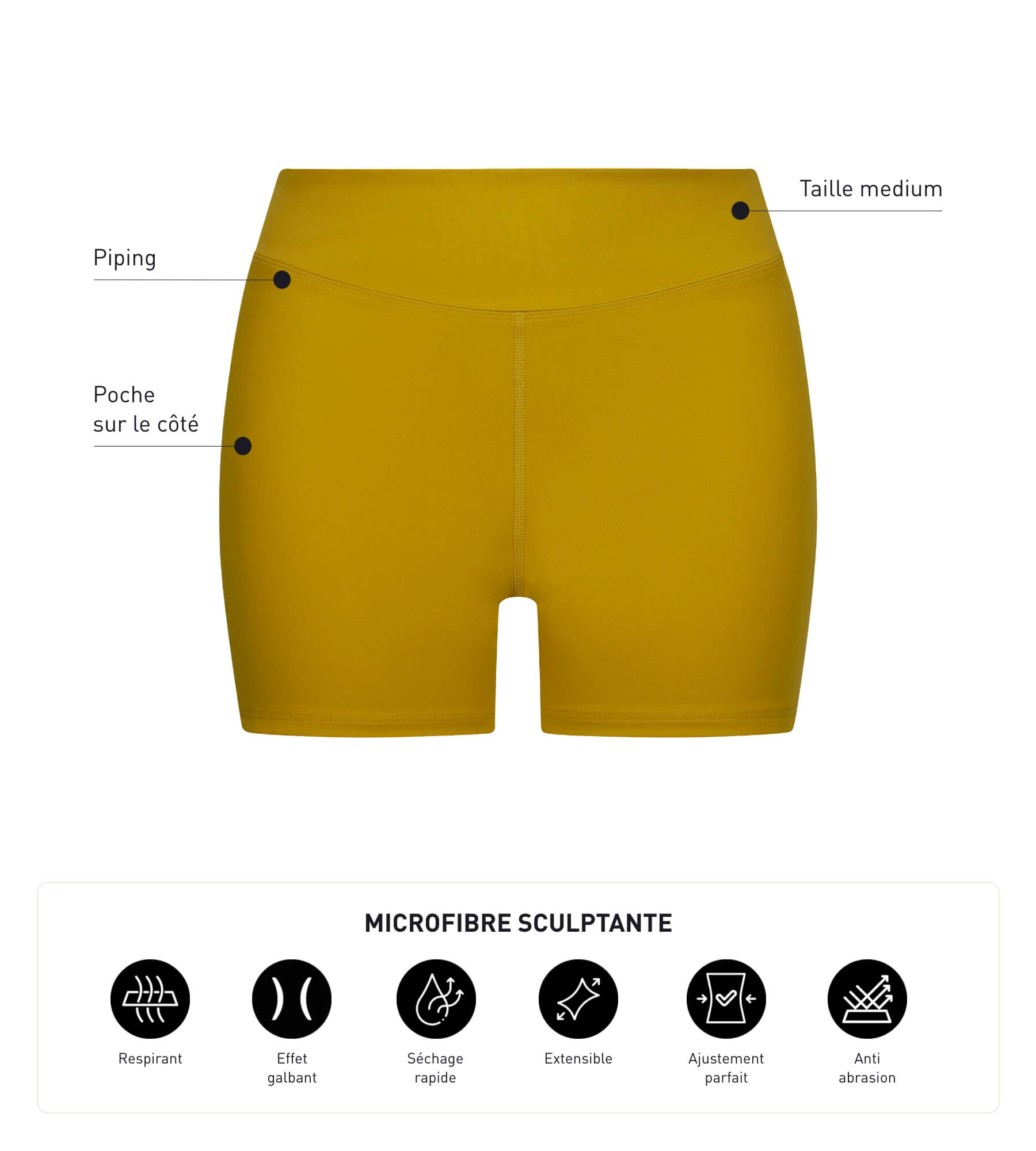 DIM Sportshorts für Damen aus olivgrüner formender Mikrofaser Dim Move