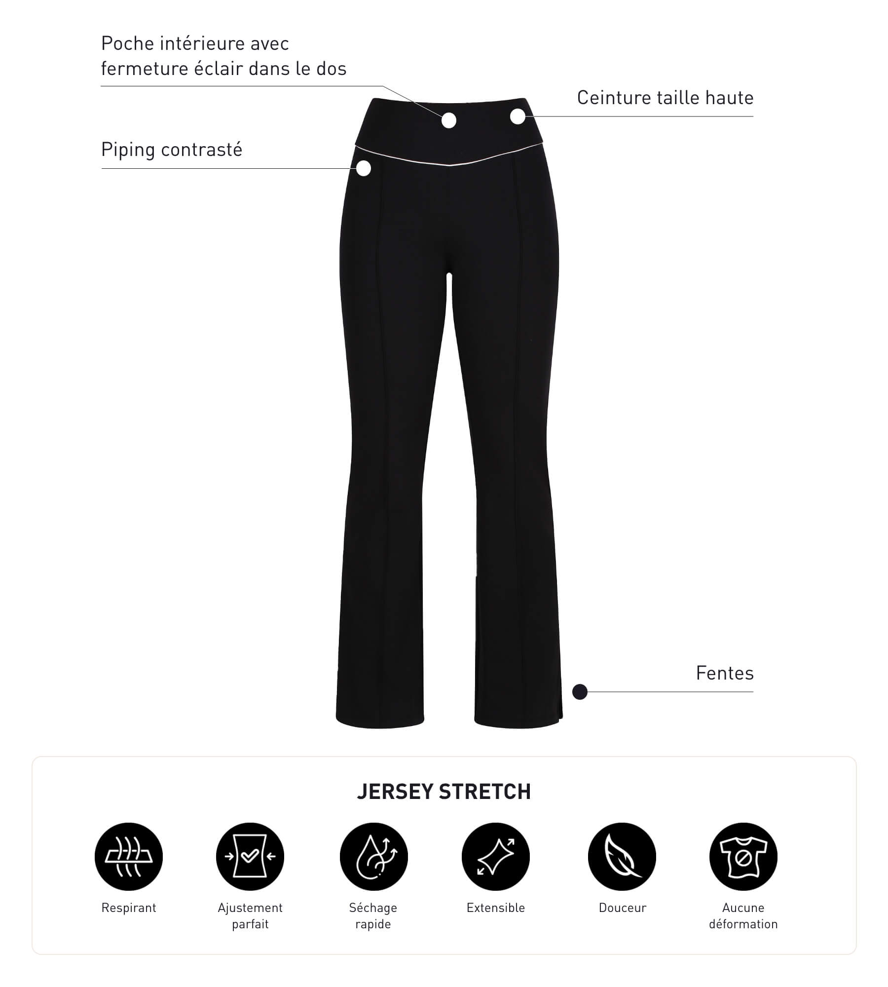 DIM Ausgestellte Damen-Sporthose aus Stretch-Jersey Black Dim Move