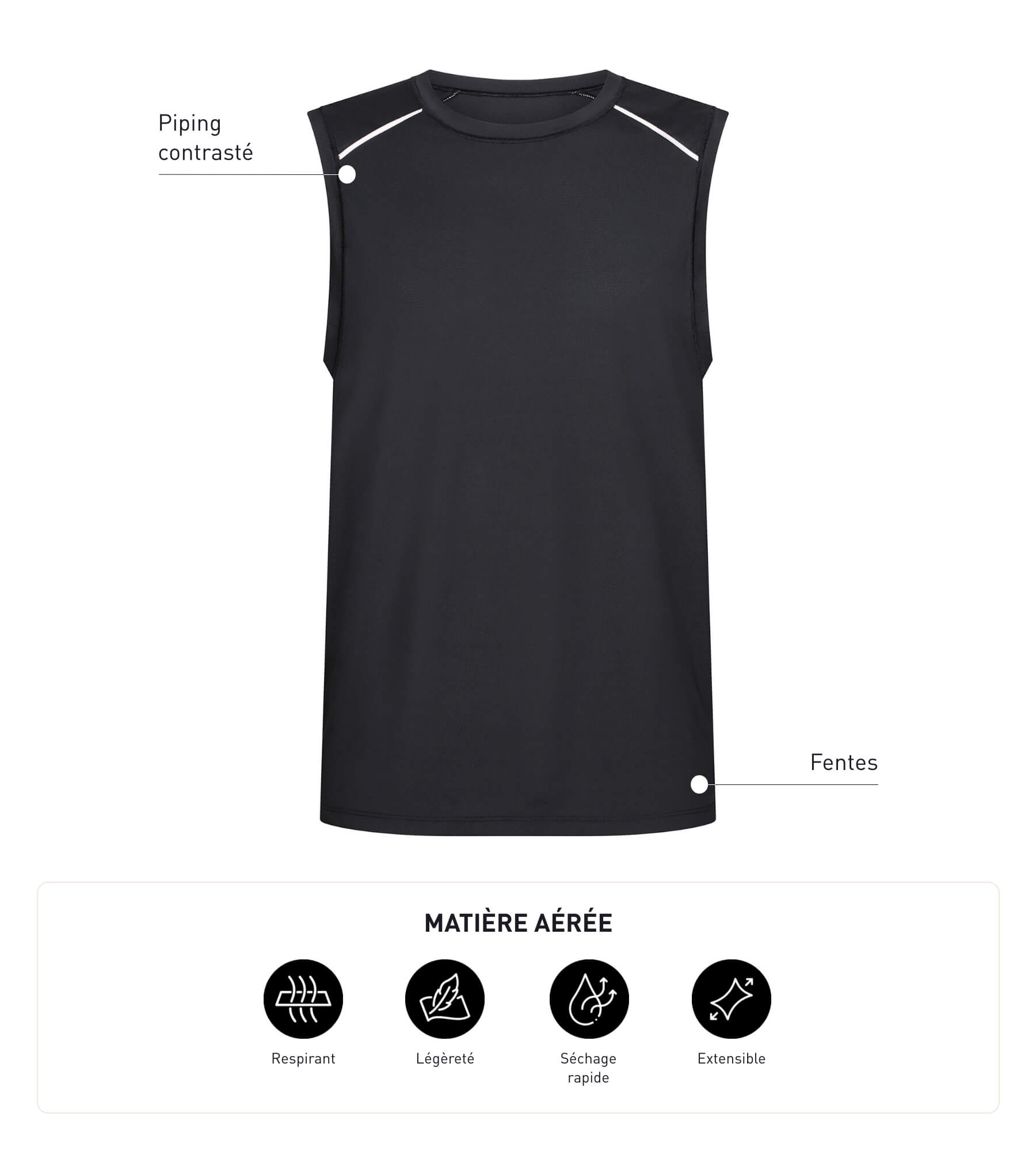 DIM Sport-Tanktop für Herren aus atmungsaktivem Material Black Dim Move