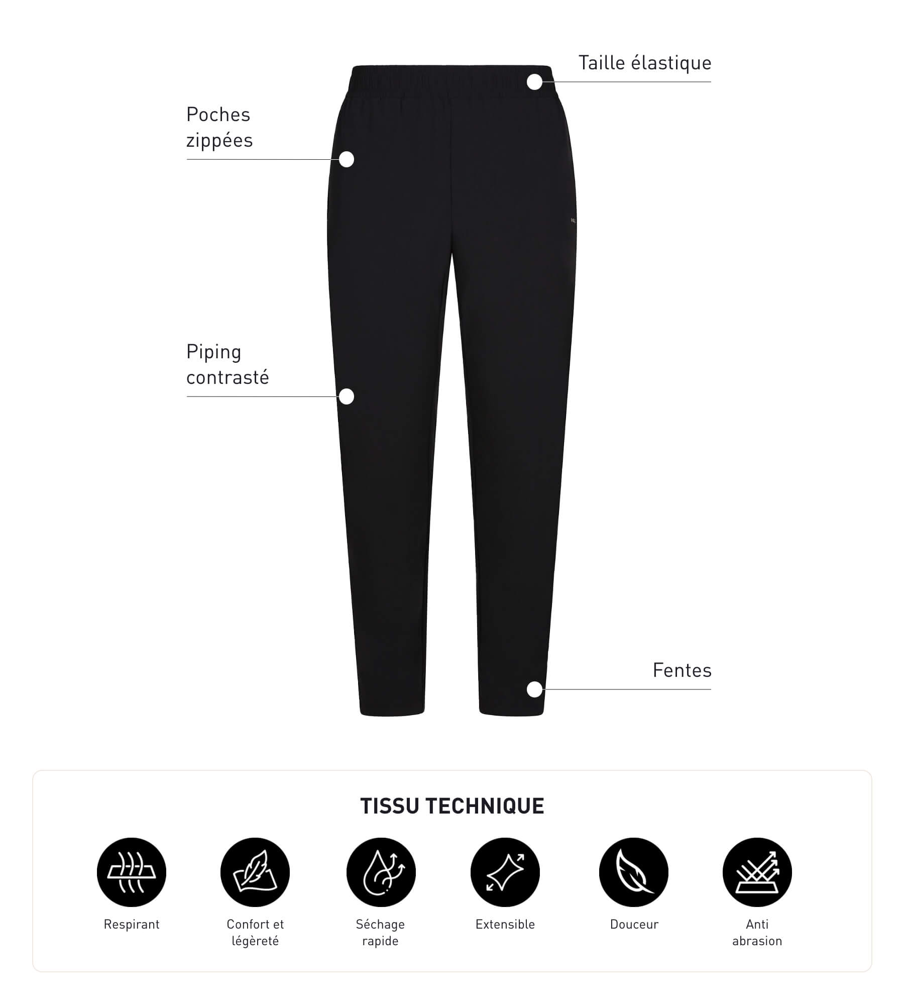 DIM Chino-Sporthose für Herren aus Stretch-Jersey Black Dim Move