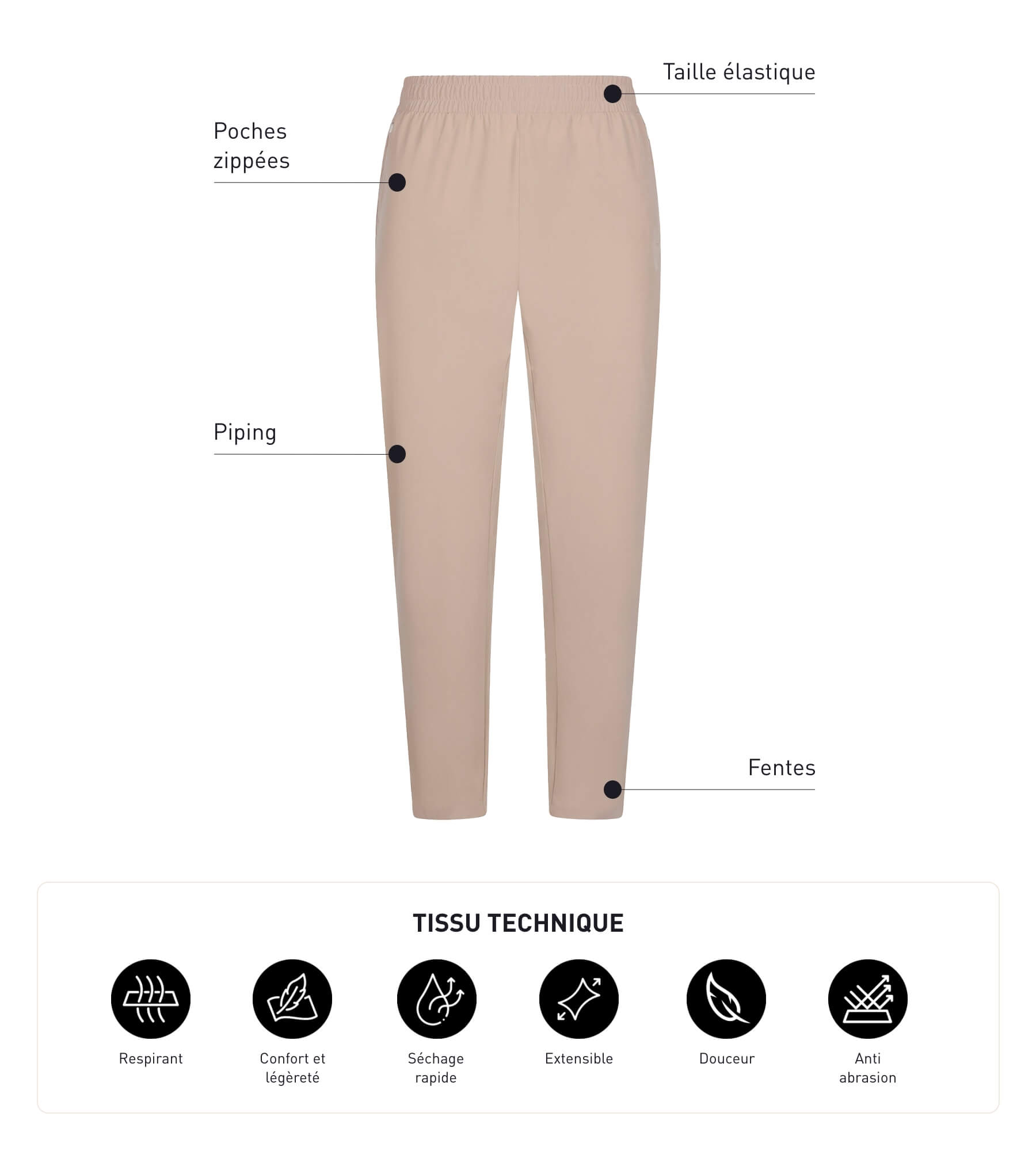 DIM Chino-Sporthose für Herren aus Stretch-Jersey Beige Dim Move