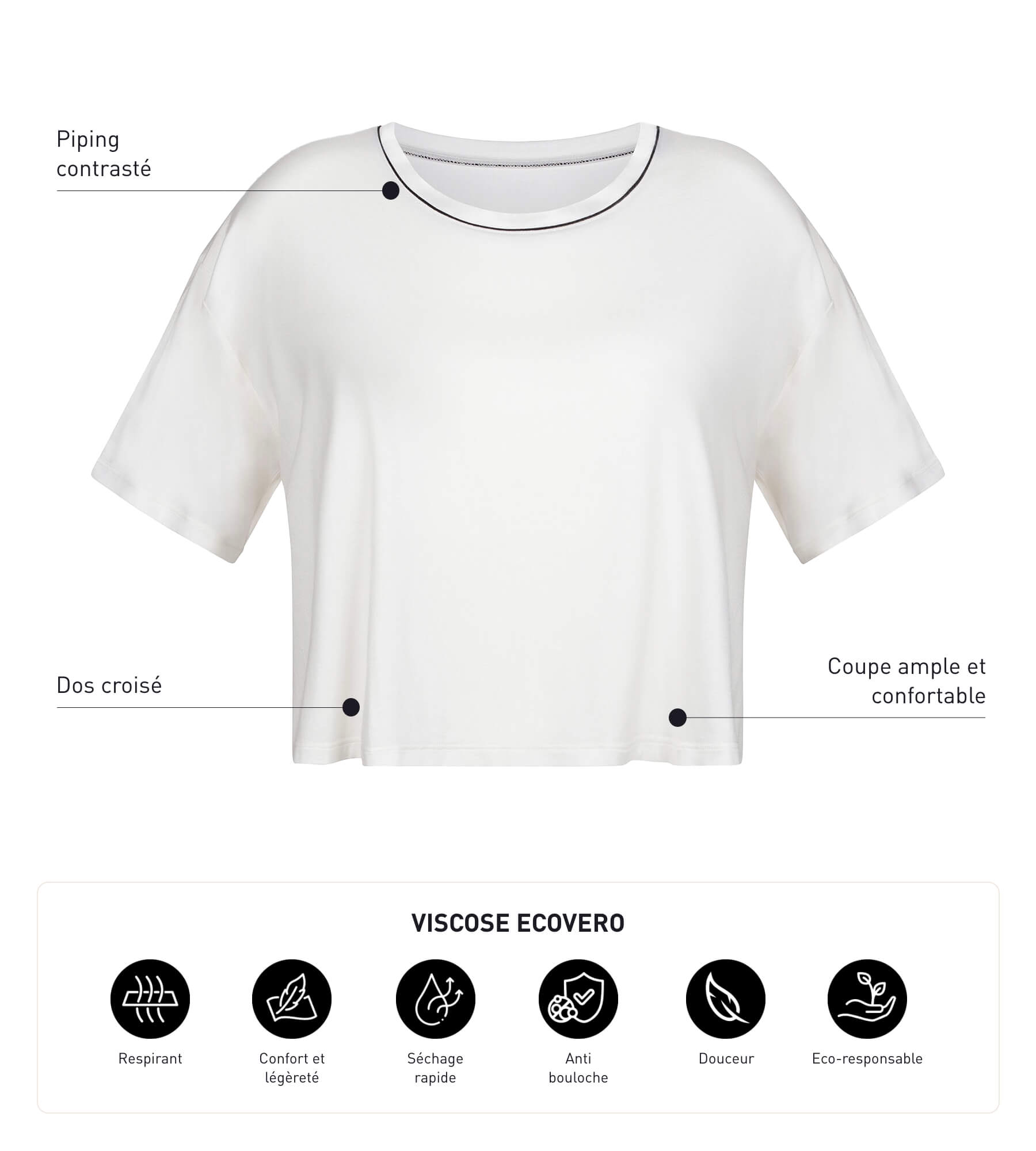 DIM Sport-T-Shirt für Damen mit offenem Rücken aus ungebleichter Viskose Dim Move