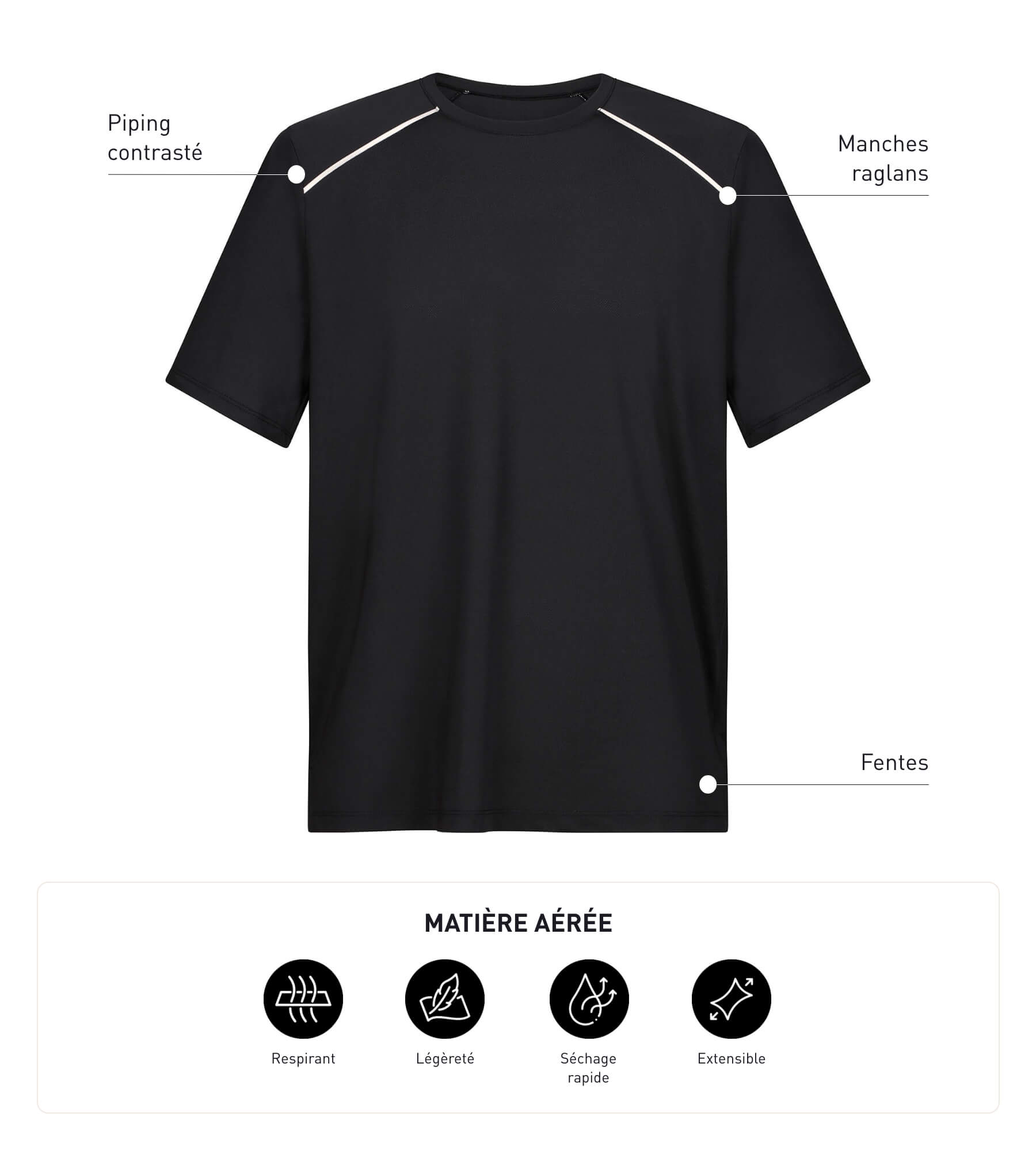 DIM Atmungsaktives Sport-T-Shirt für Herren Black Dim Move