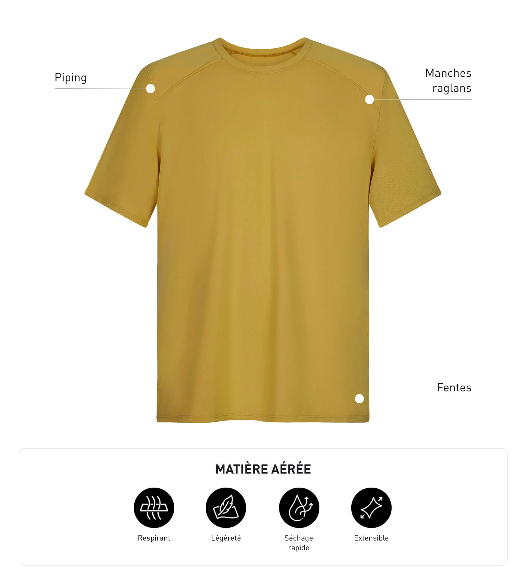 DIM Herren-Sport-T-Shirt aus atmungsaktivem Olive Dim Move-Stoff