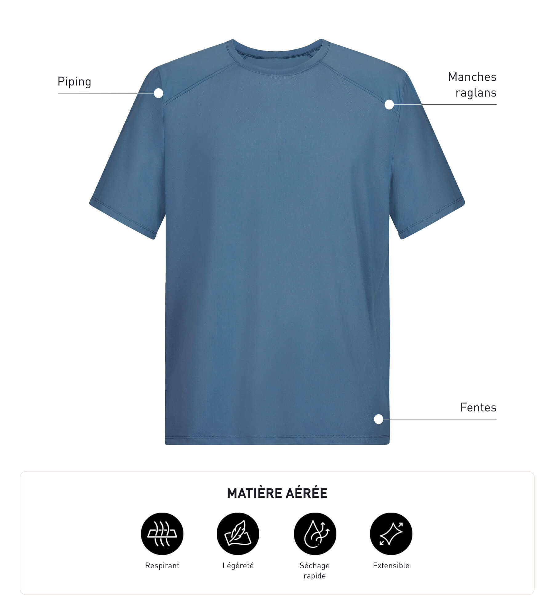 DIM Atmungsaktives Sport-T-Shirt für Herren Blue Jean Dim Move