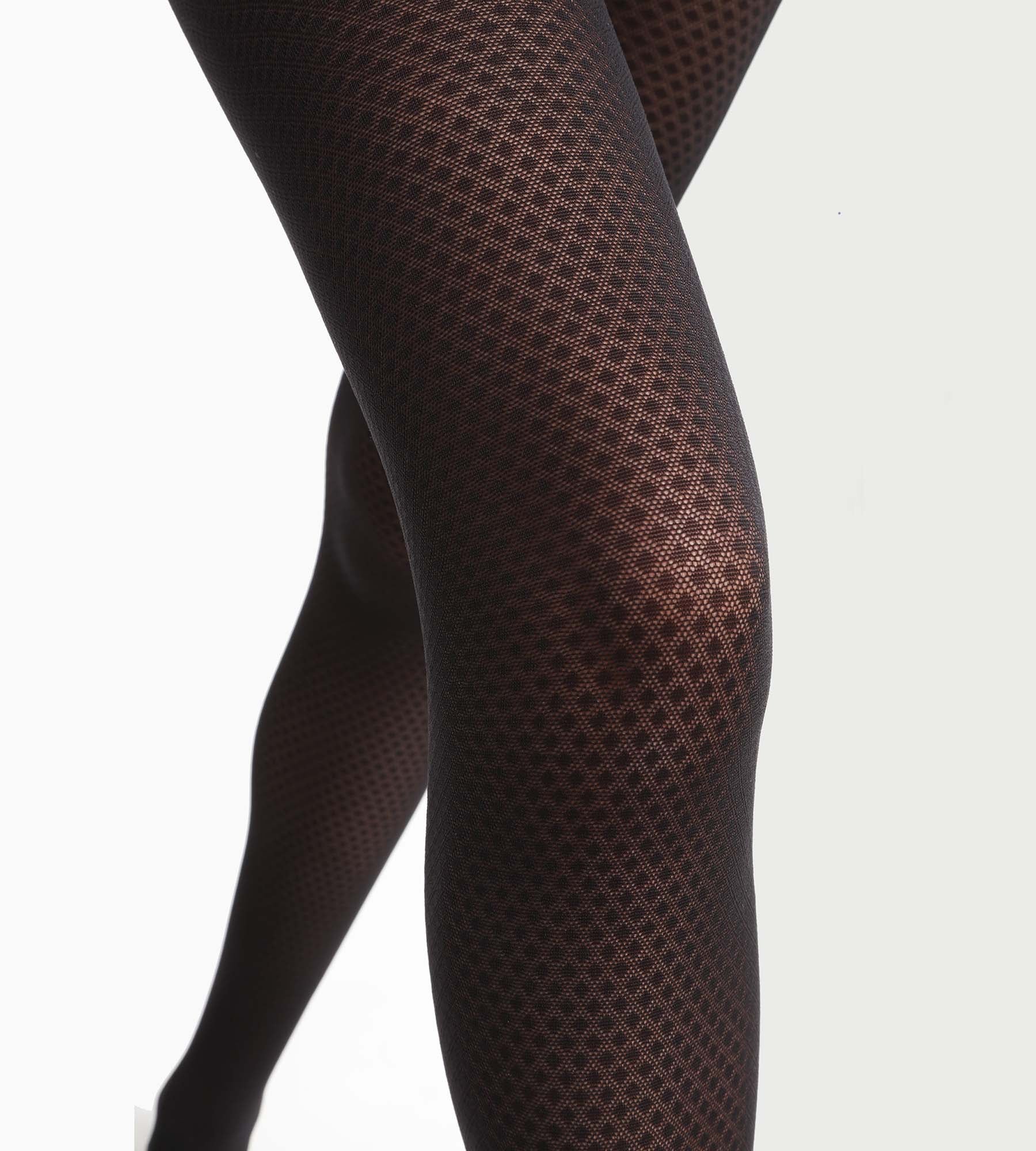DIM Transparente Damenstrumpfhose mit Rautenmuster Black Dim Style